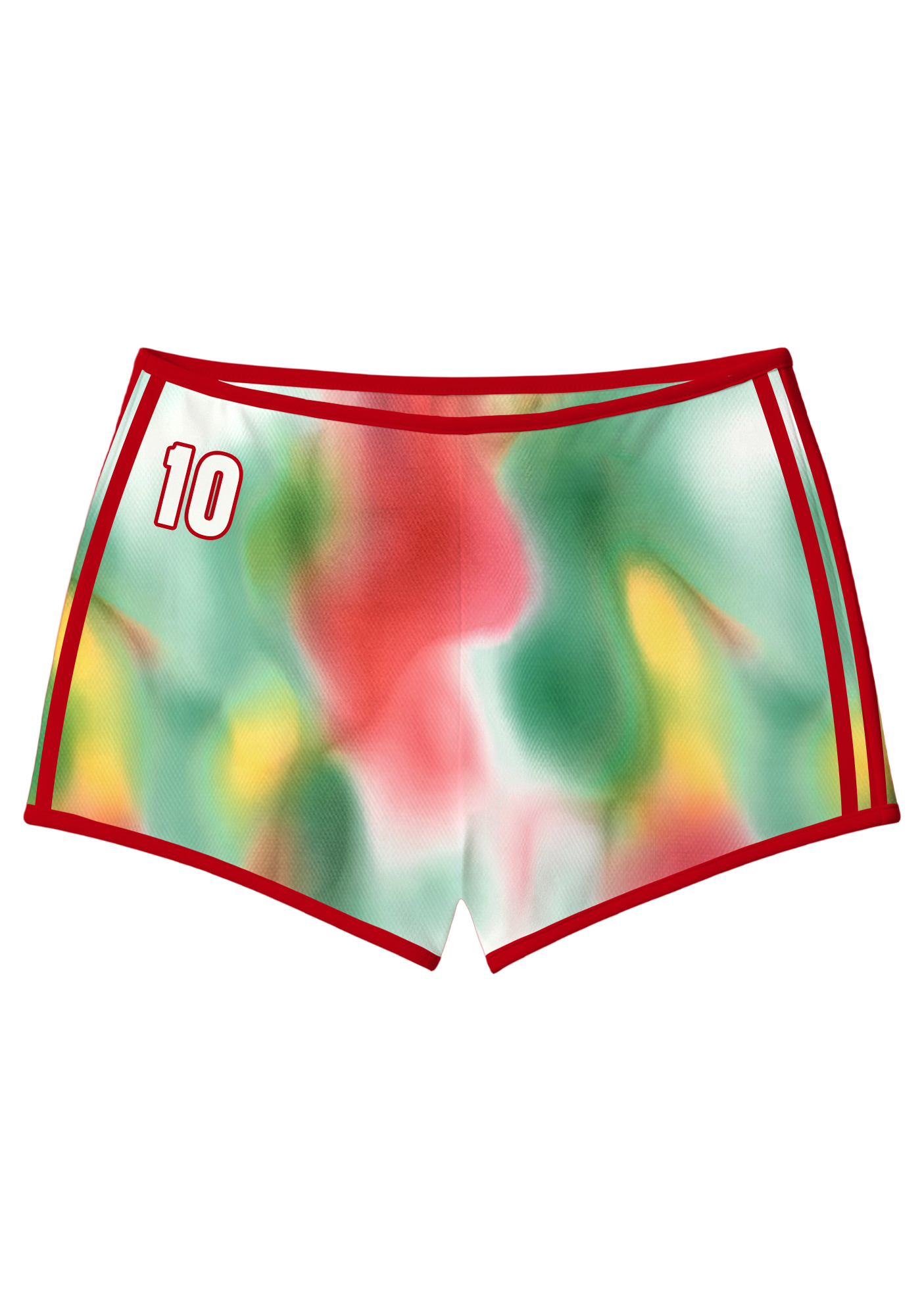 Red Trim Blurred Watercolor Tie Dye No.10 Sport Shorts