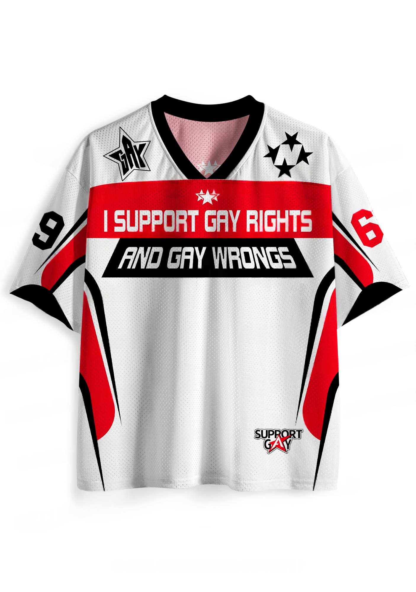 I Support Gay Rights And Gay Wrongs Y2K Jersey Shirt
