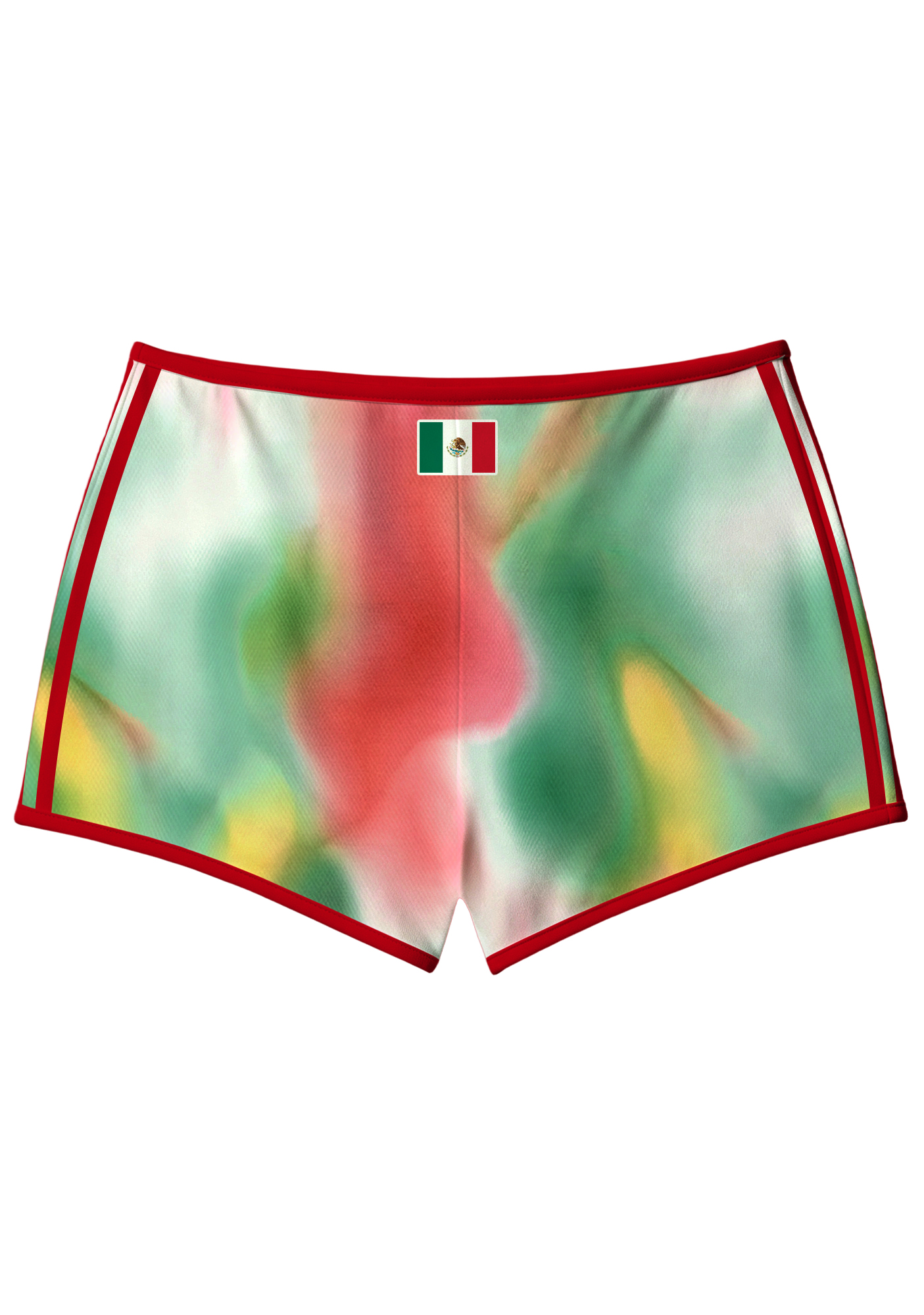 Red Trim Blurred Watercolor Tie Dye No.10 Sport Shorts