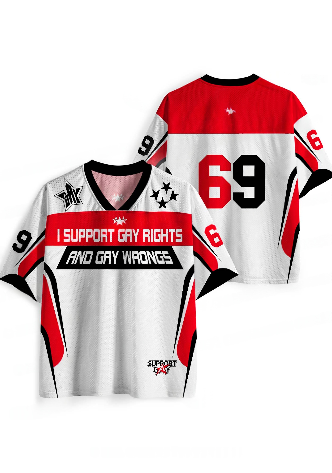 I Support Gay Rights And Gay Wrongs Y2K Jersey Shirt