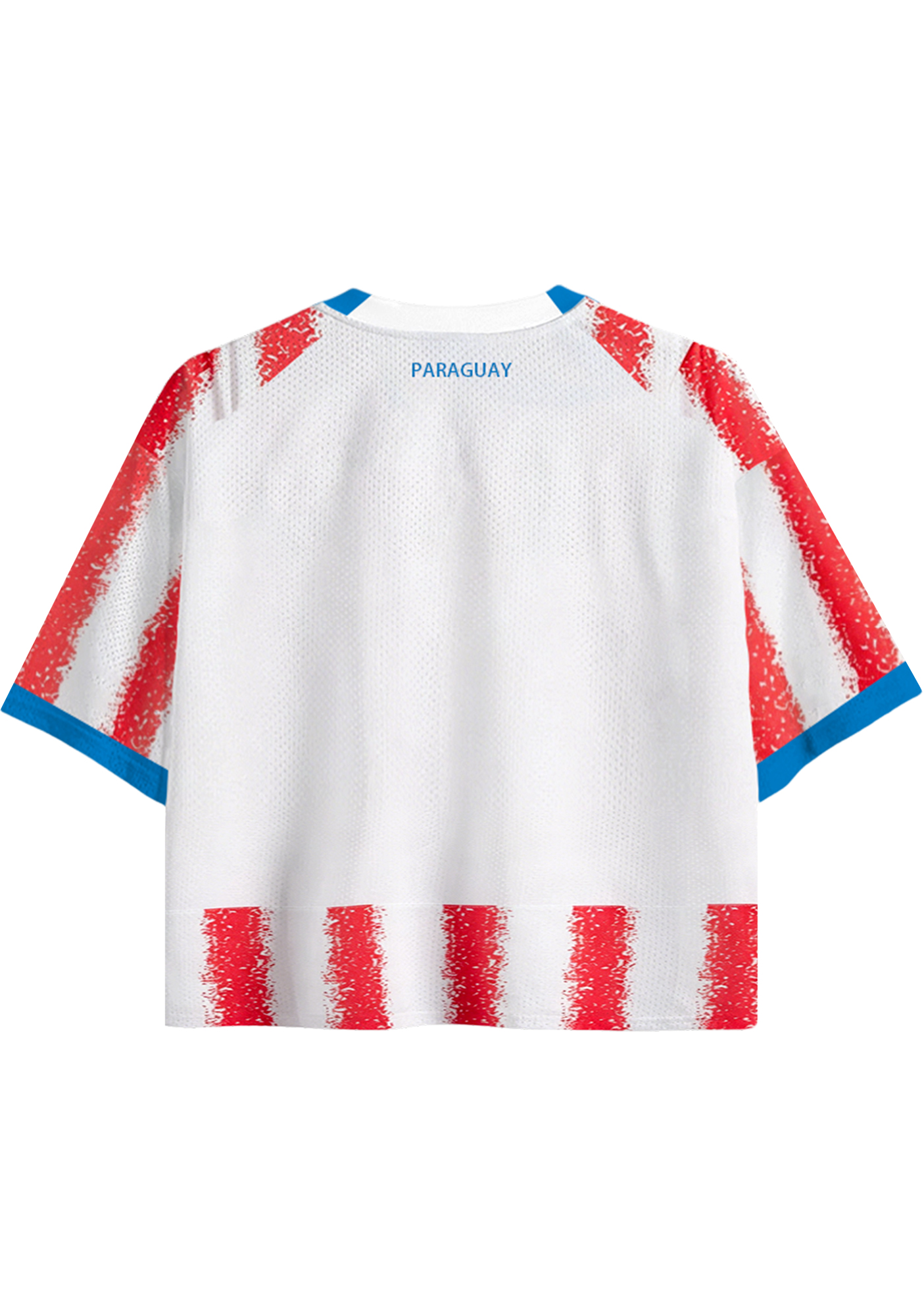 Paraguay Retro Distressed Striped Cropped Mesh Jersey Shirt