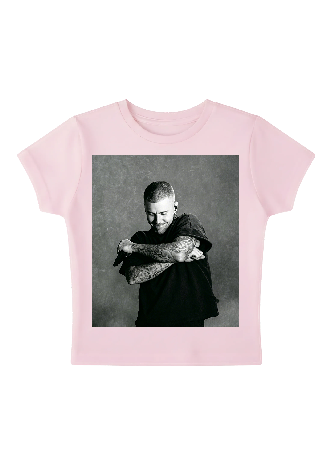 Vintage Justin Bieber Tattoo Arms Photo Print Y2K Baby Tee