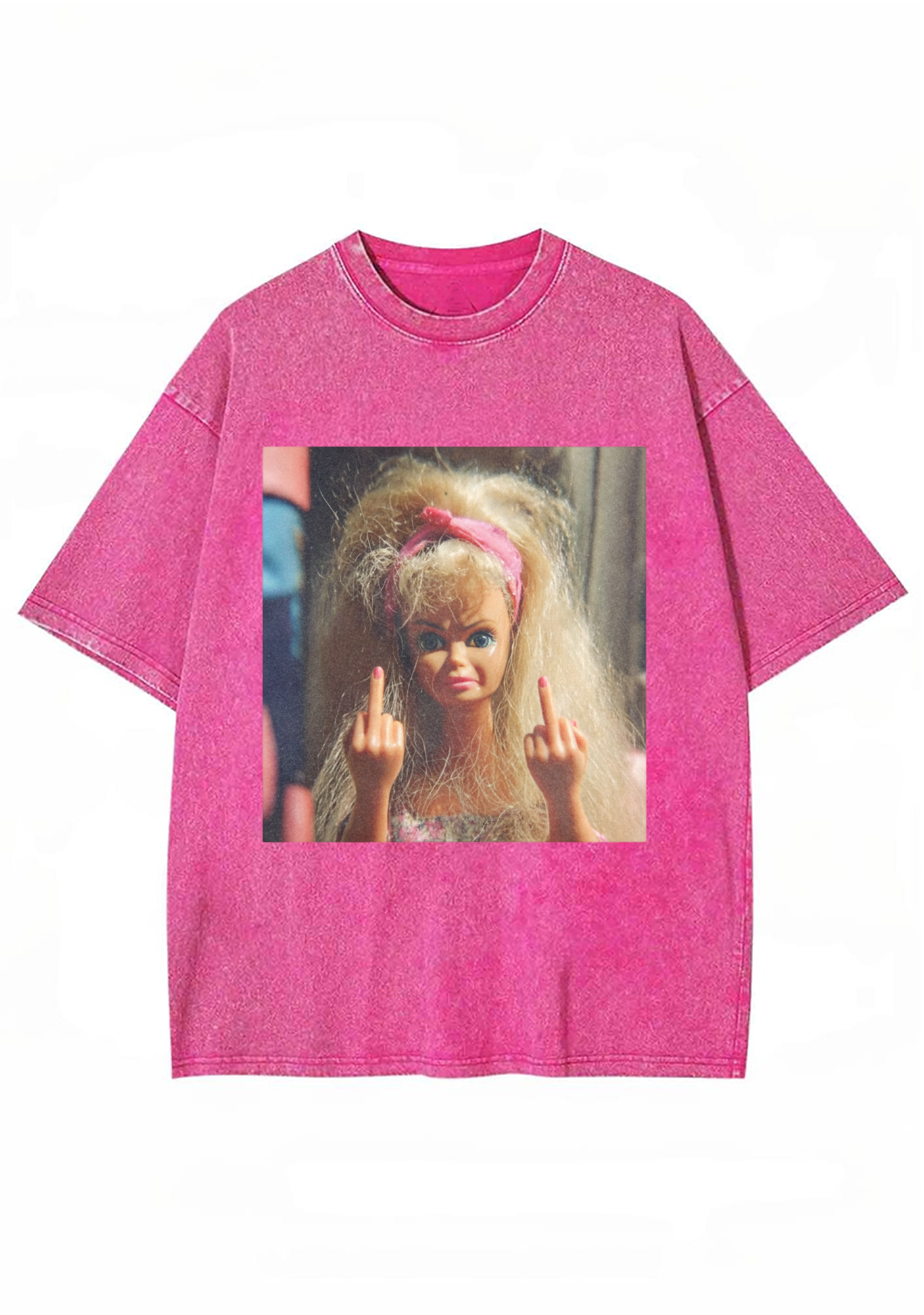 Messy Hair Rebel Barbie Washed T-Shirt