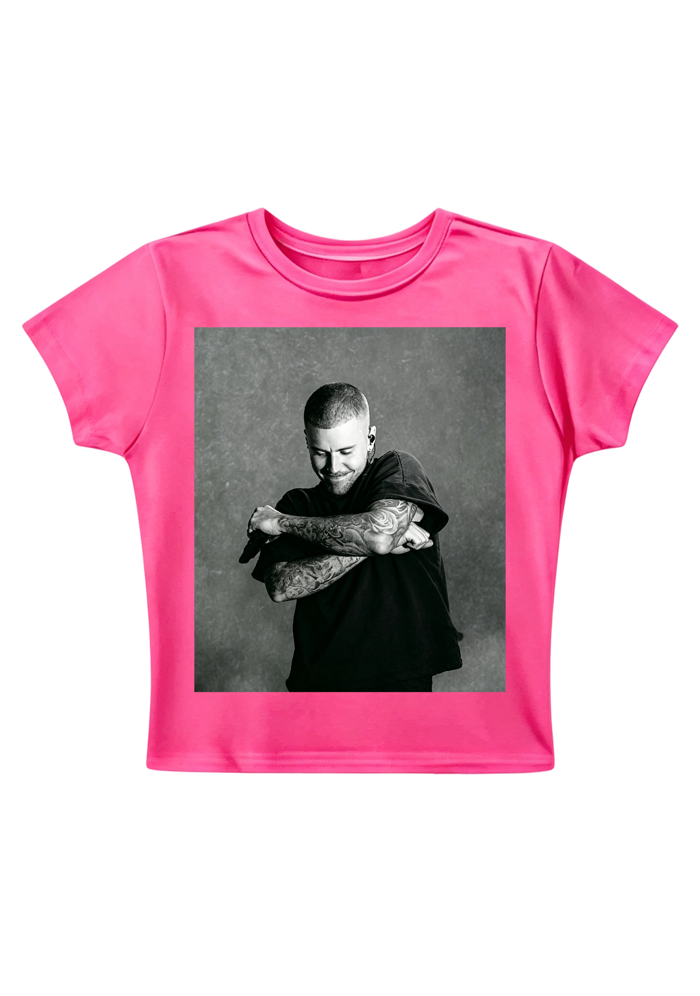 Vintage Justin Bieber Tattoo Arms Photo Print Y2K Baby Tee