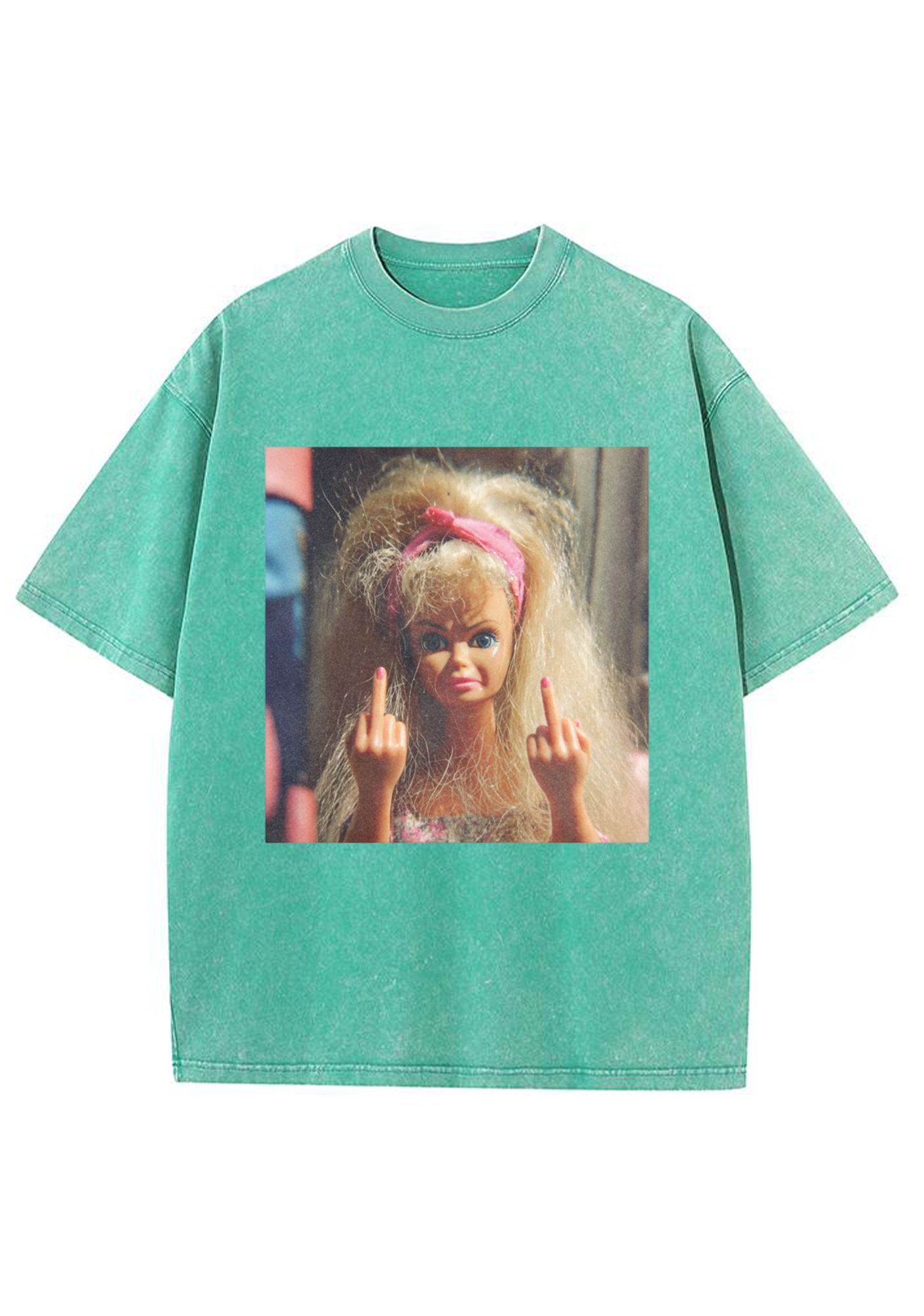 Messy Hair Rebel Barbie Washed T-Shirt