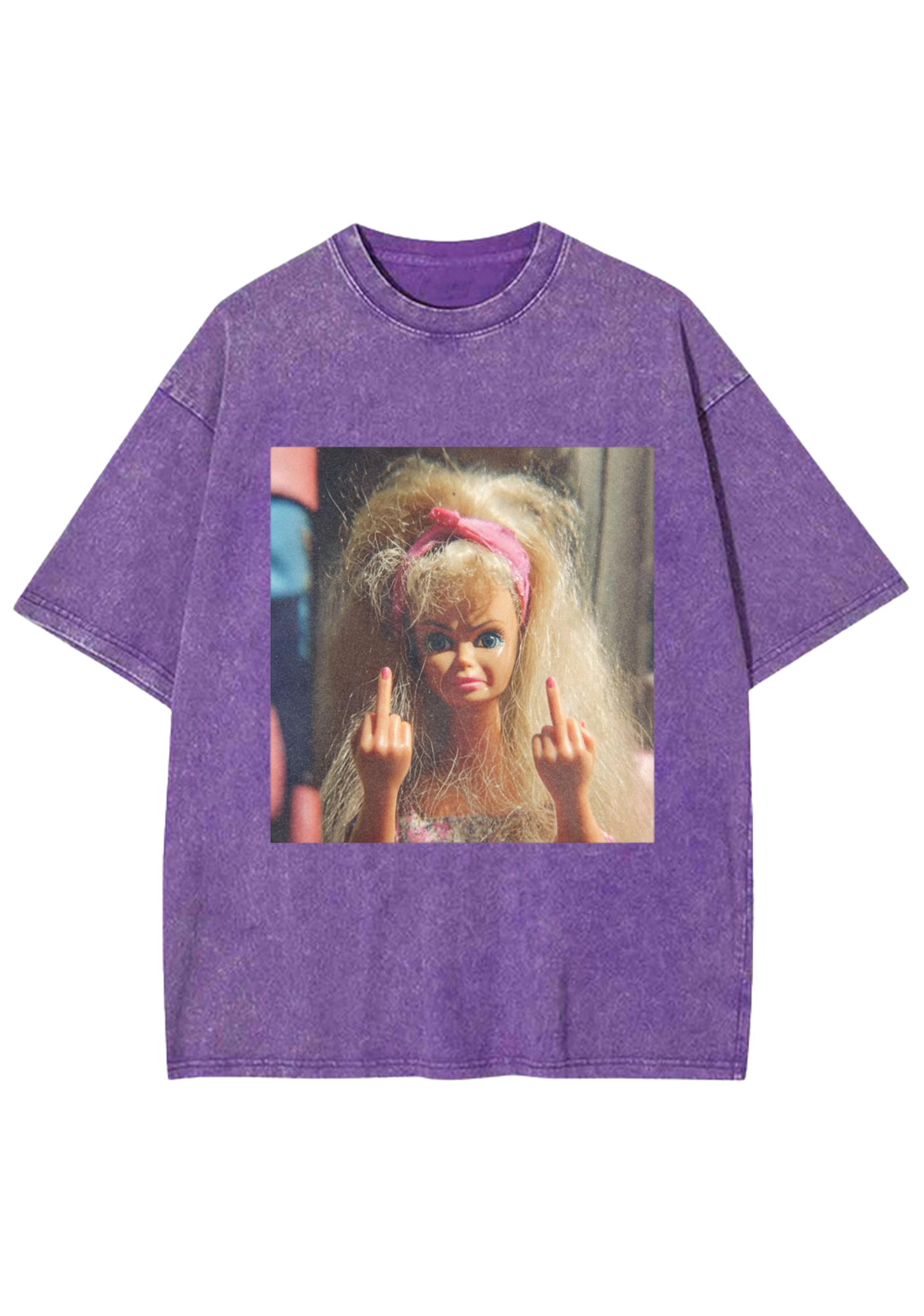 Messy Hair Rebel Barbie Washed T-Shirt