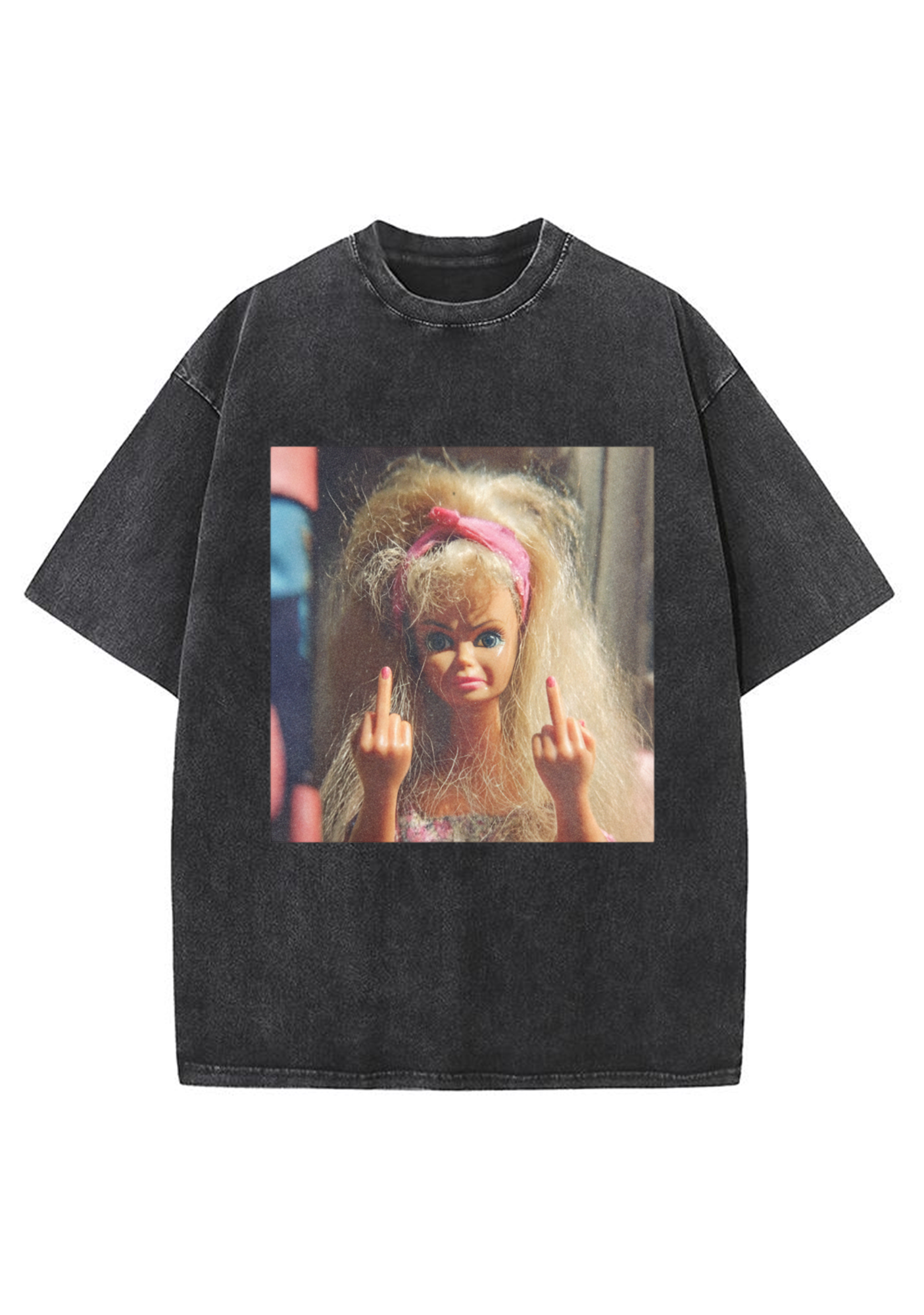 Messy Hair Rebel Barbie Washed T-Shirt