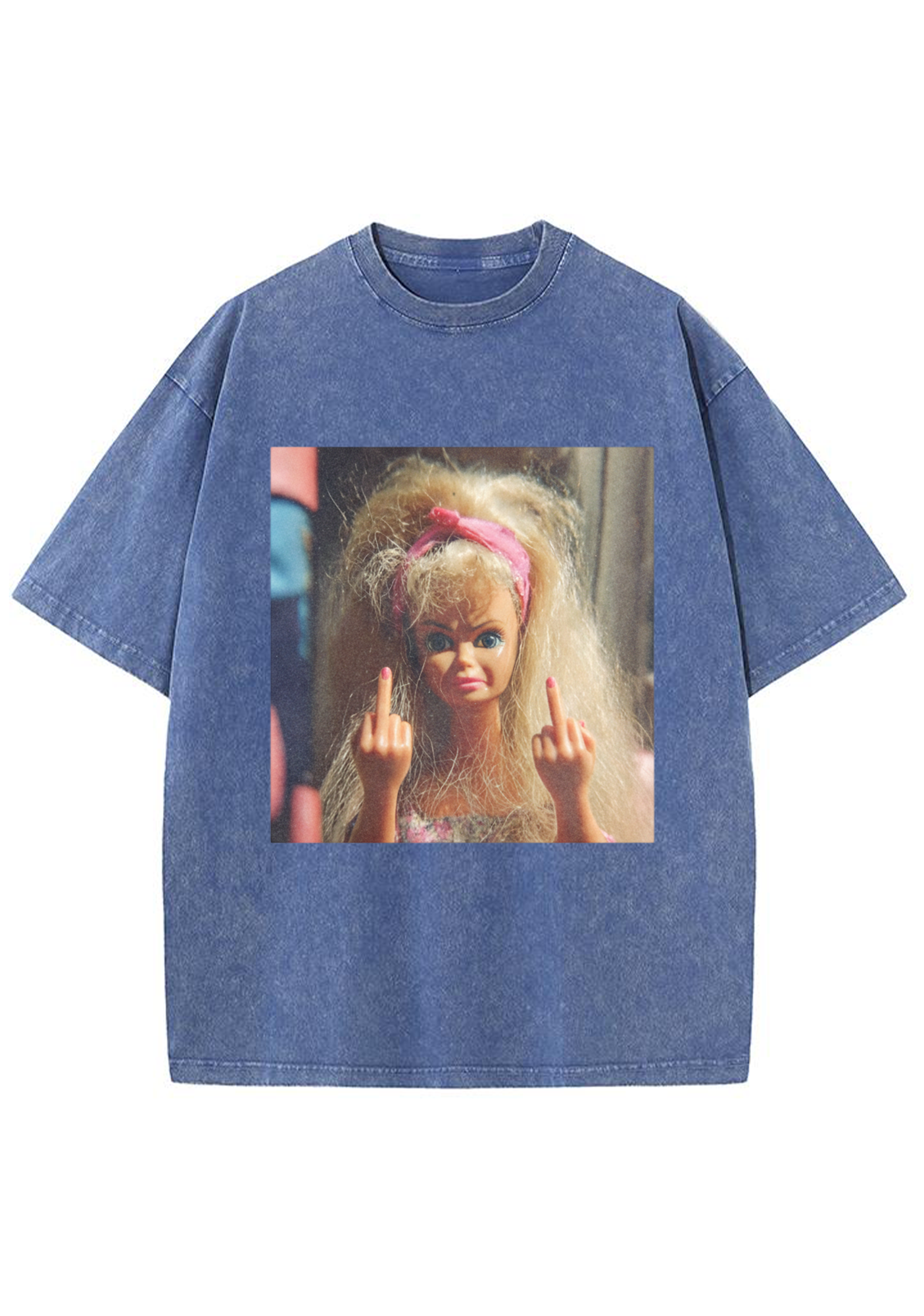 Messy Hair Rebel Barbie Washed T-Shirt