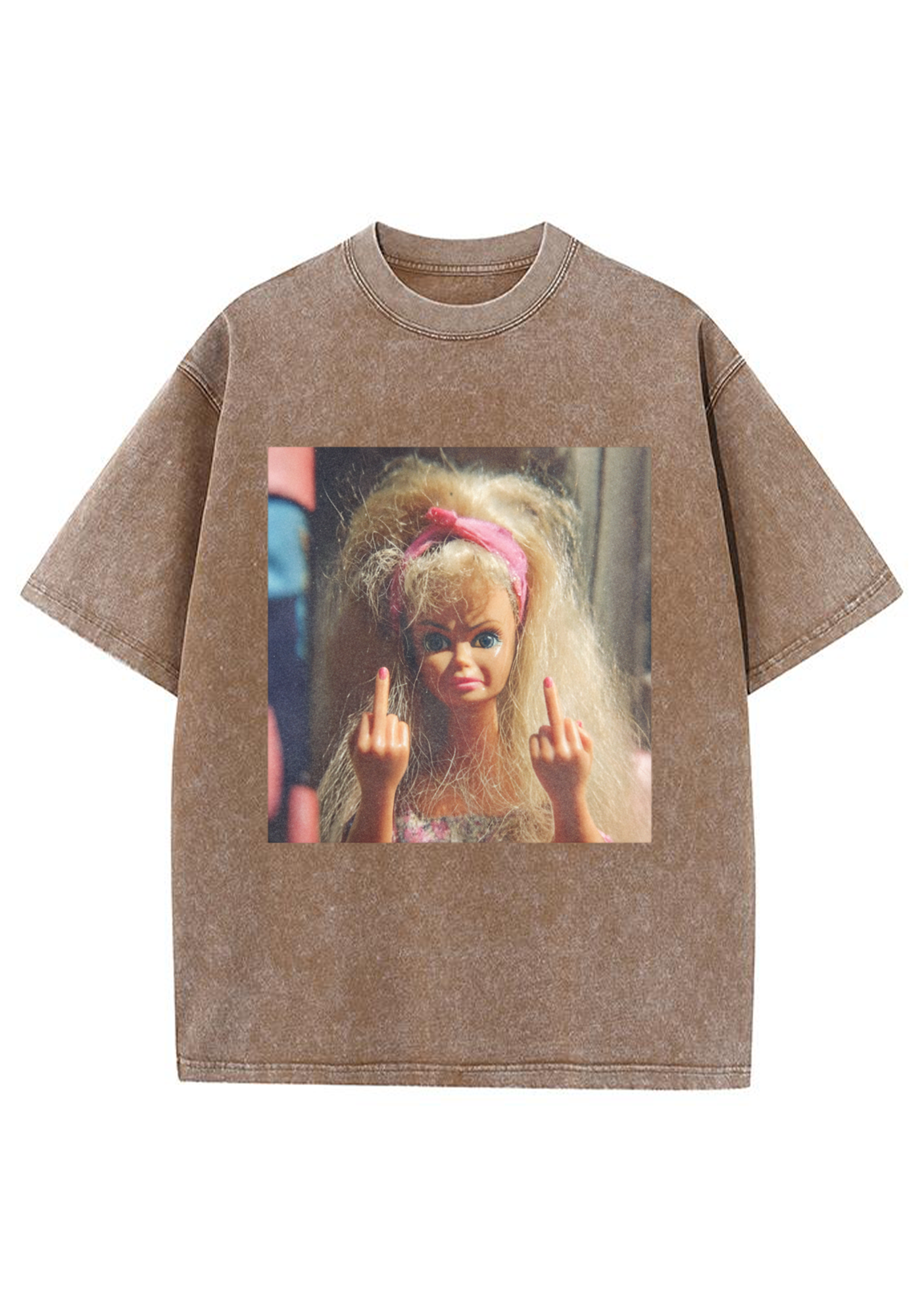 Messy Hair Rebel Barbie Washed T-Shirt