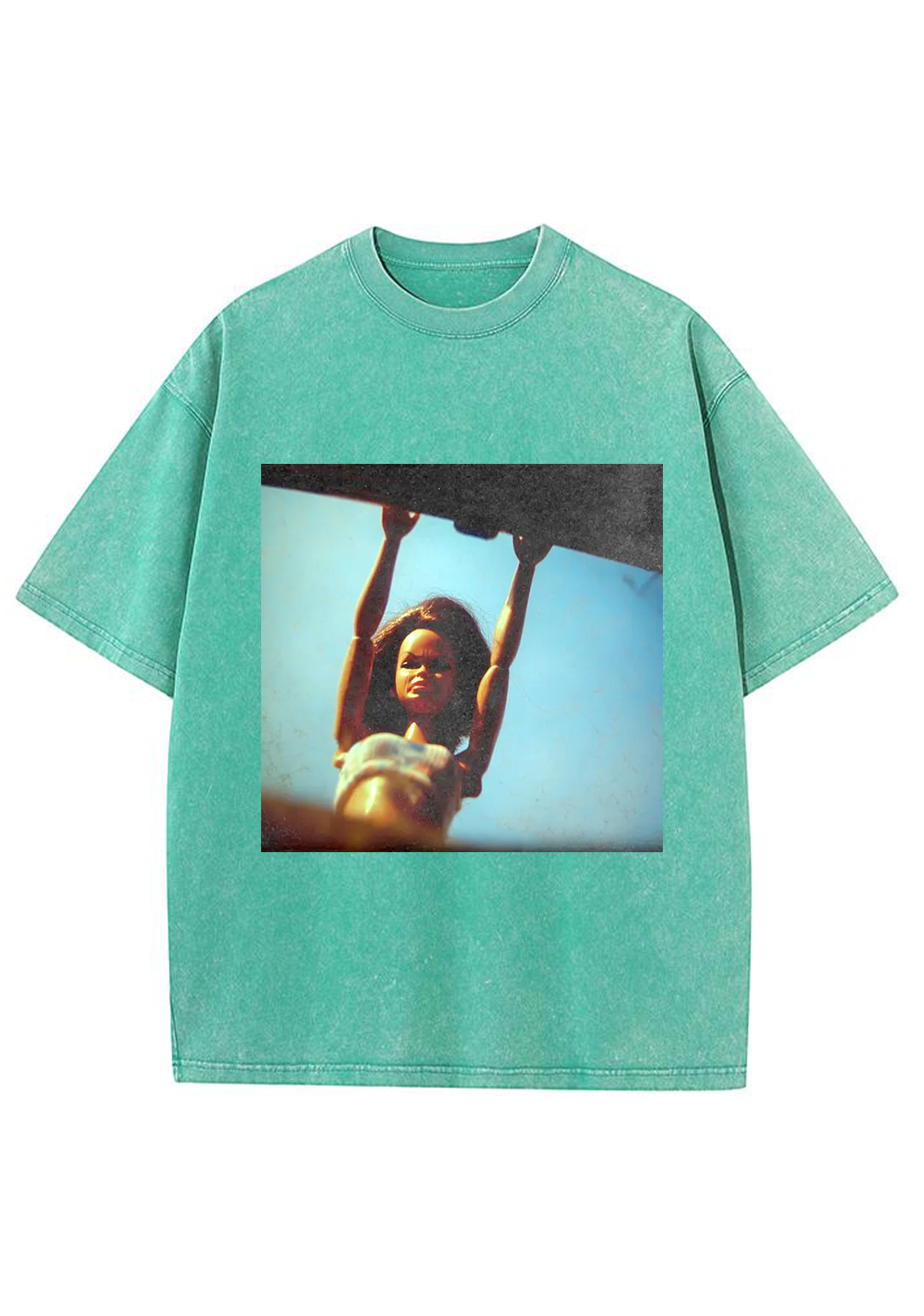 Vintage Retro Hanging Barbie Film Grain Oversized Y2K Washed Tee