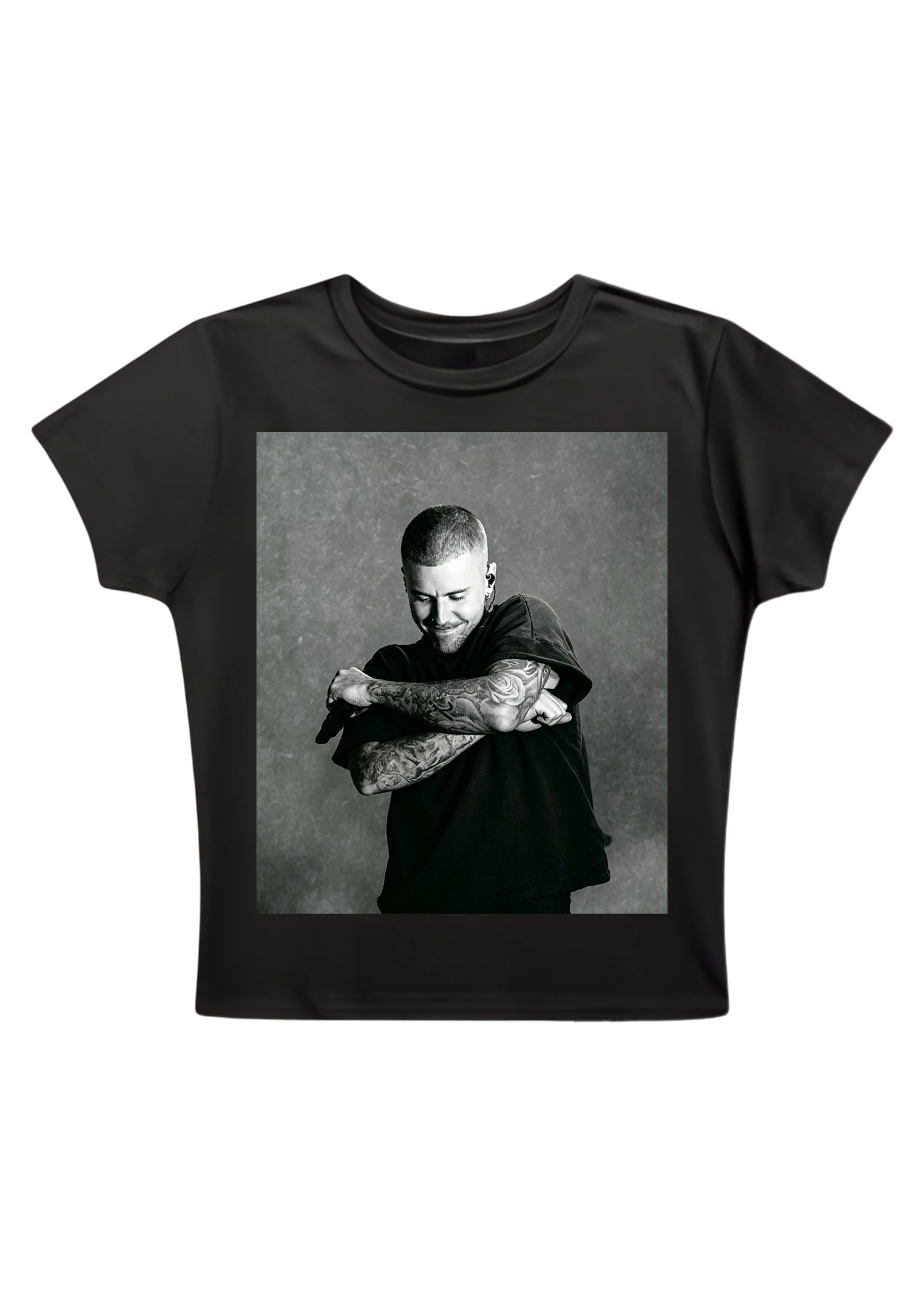 Vintage Justin Bieber Tattoo Arms Photo Print Y2K Baby Tee