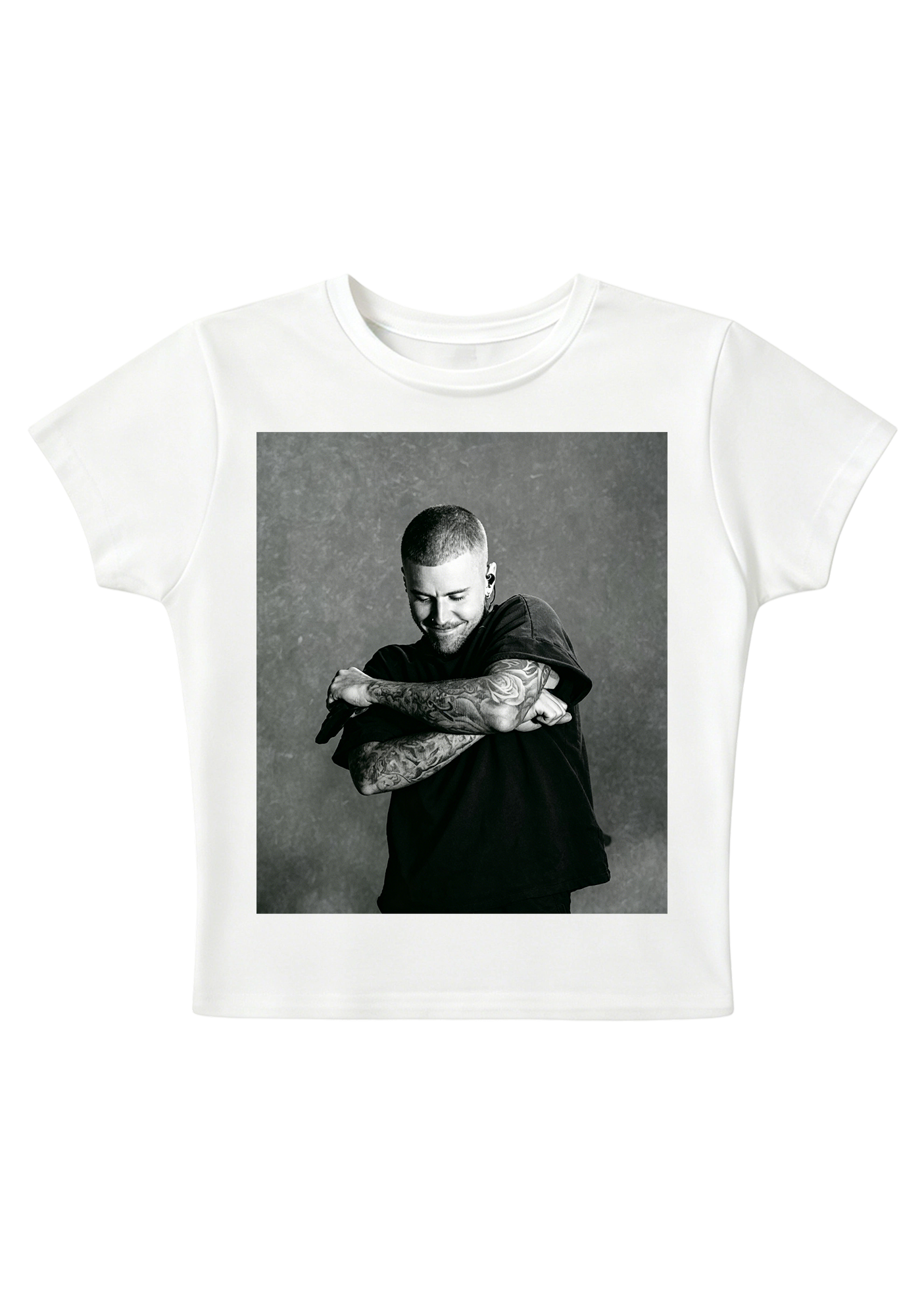 Vintage Justin Bieber Tattoo Arms Photo Print Y2K Baby Tee