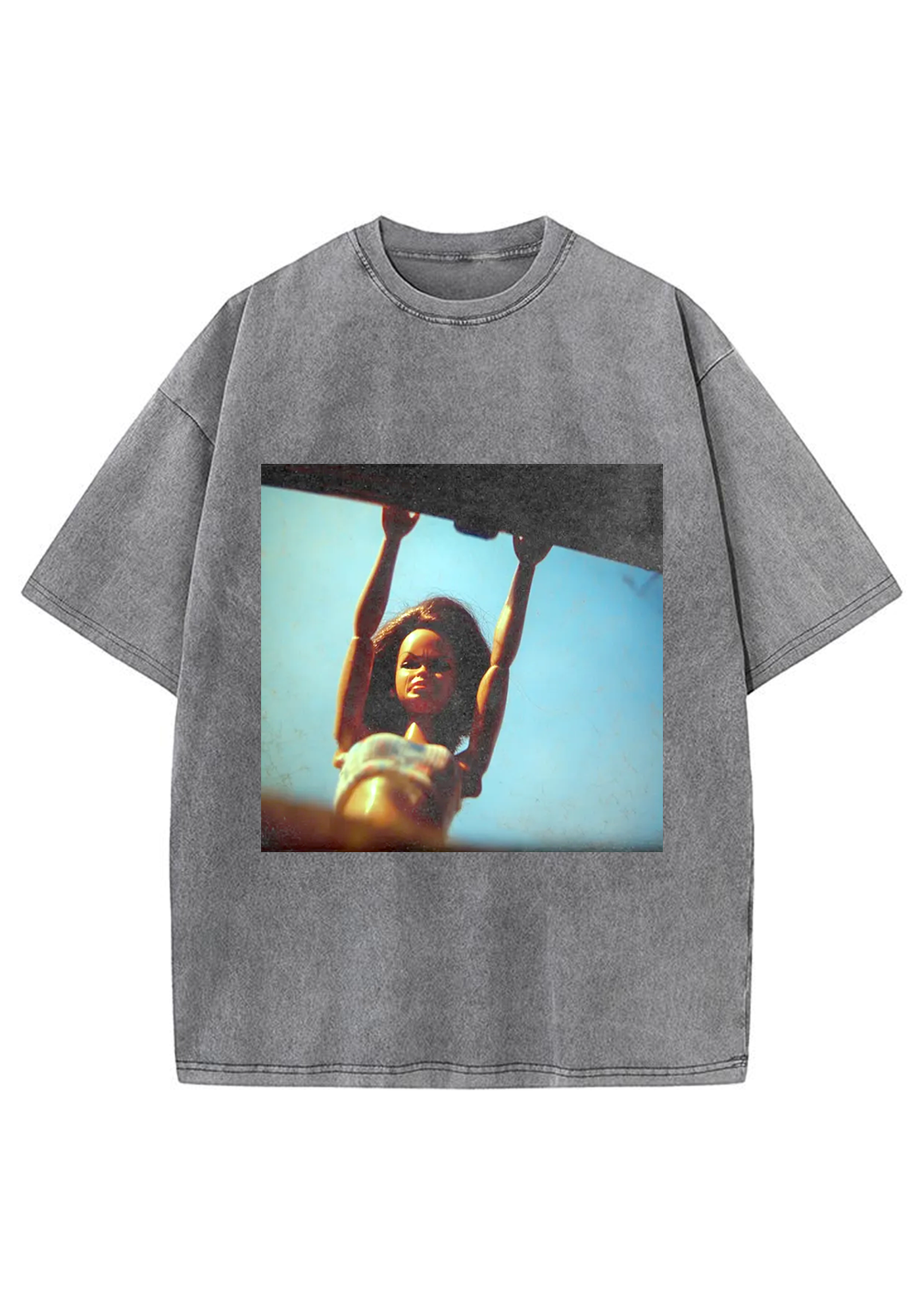 Vintage Retro Hanging Barbie Film Grain Oversized Y2K Washed Tee