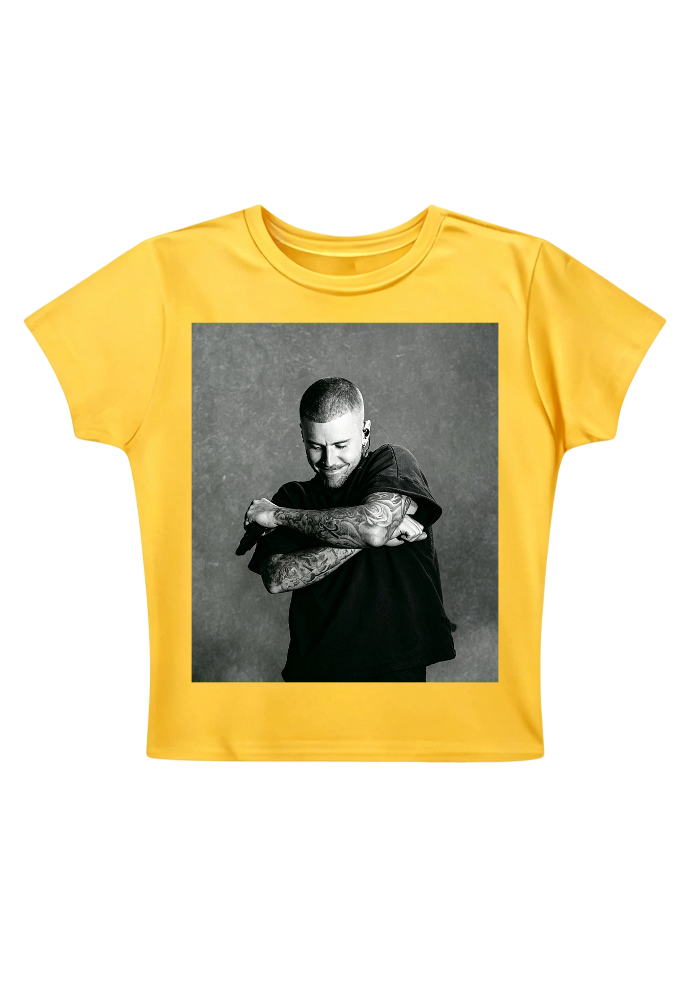 Vintage Justin Bieber Tattoo Arms Photo Print Y2K Baby Tee