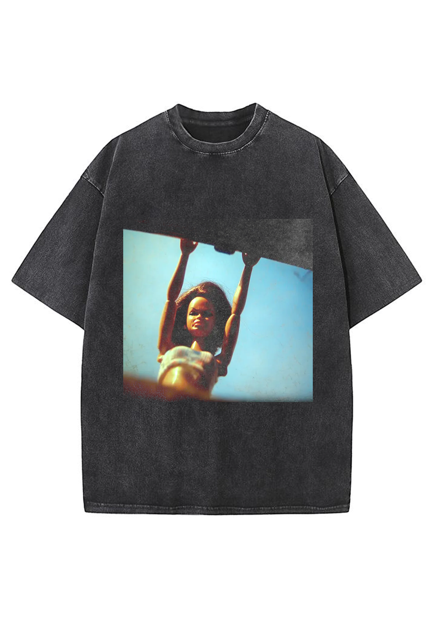 Vintage Retro Hanging Barbie Film Grain Oversized Y2K Washed Tee