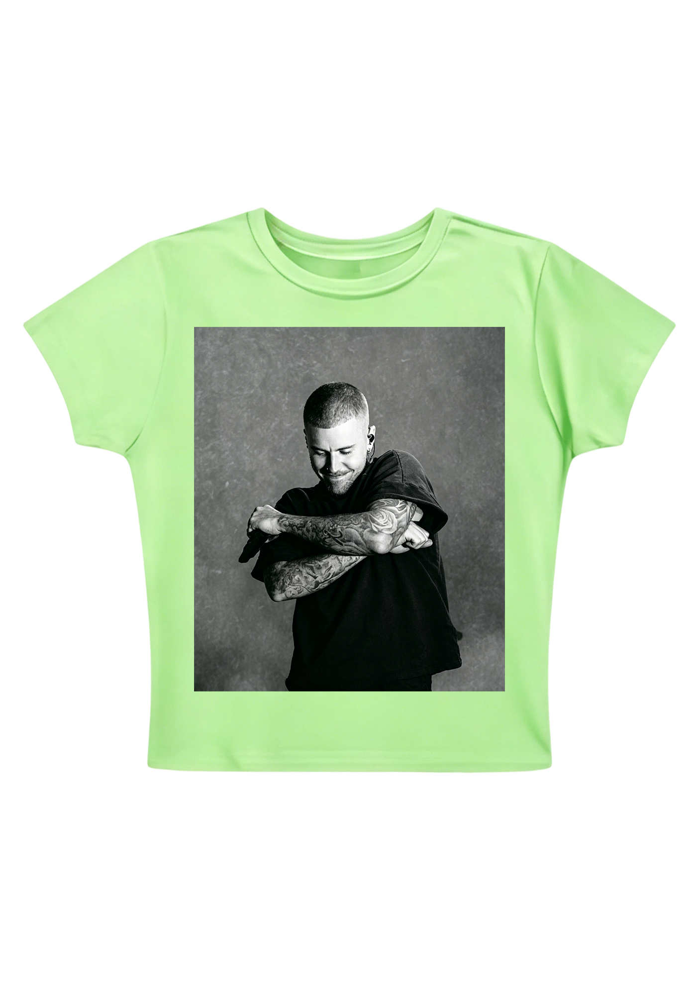 Vintage Justin Bieber Tattoo Arms Photo Print Y2K Baby Tee