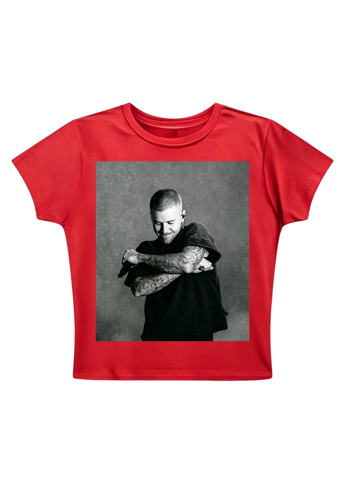 Vintage Justin Bieber Tattoo Arms Photo Print Y2K Baby Tee