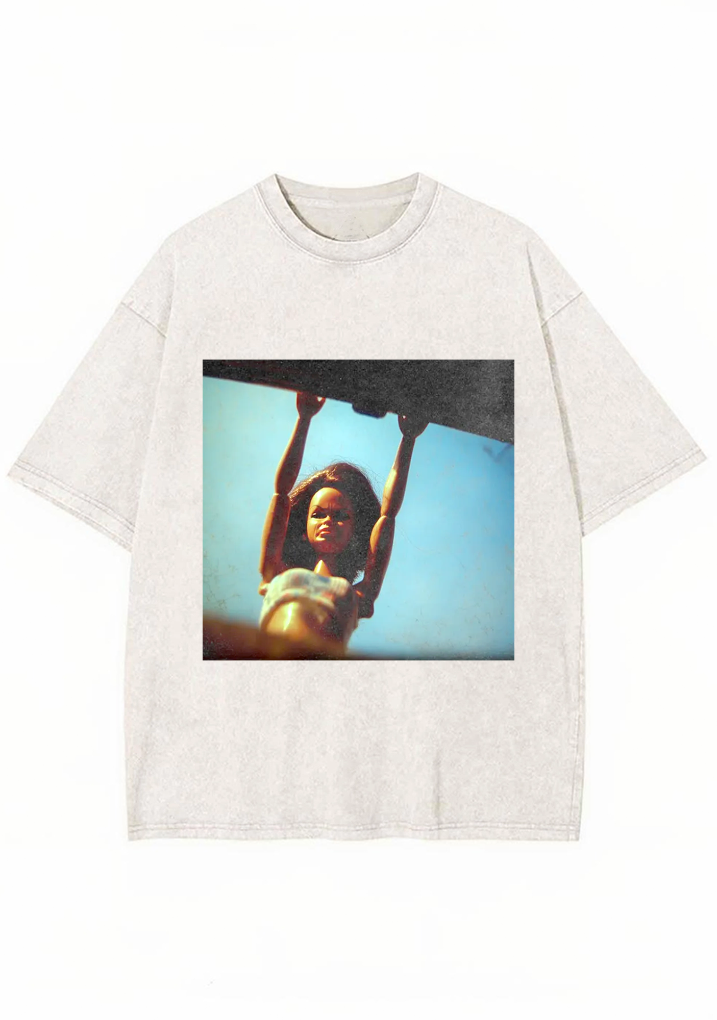 Vintage Retro Hanging Barbie Film Grain Oversized Y2K Washed Tee
