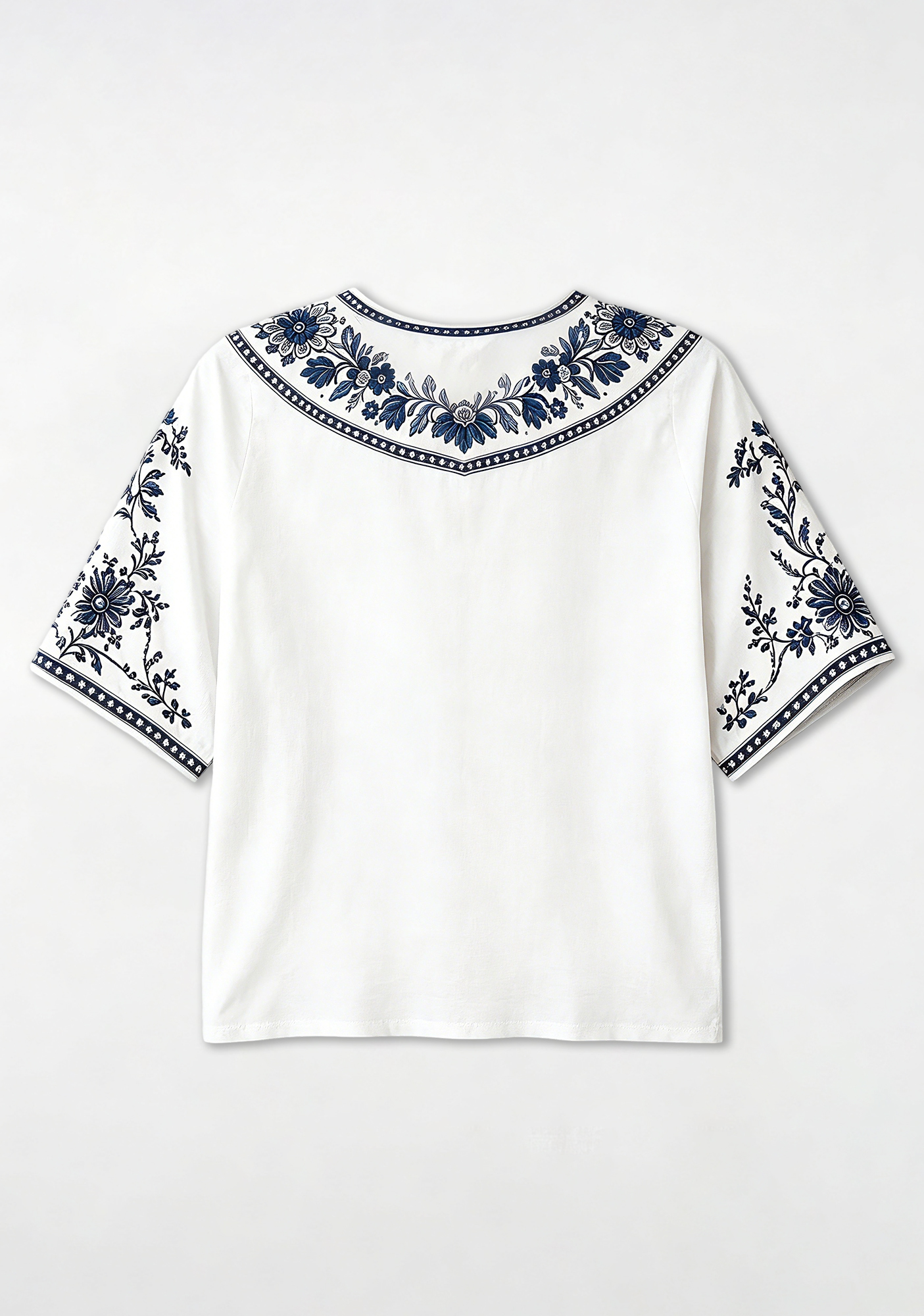 Boho Navy Floral Dallas Cowboys V-Neck Blouse