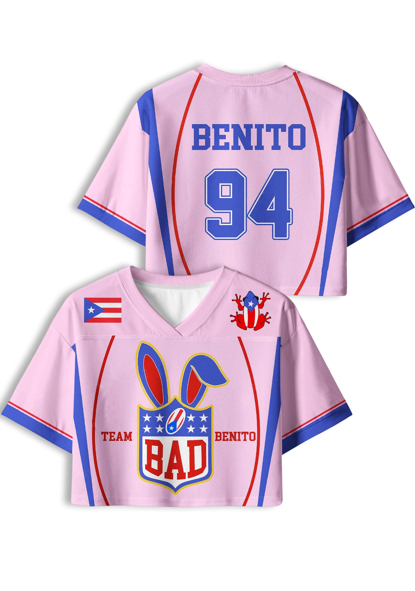 Pink Bad Bunny Y2K Crop Sport Jersey Shirts