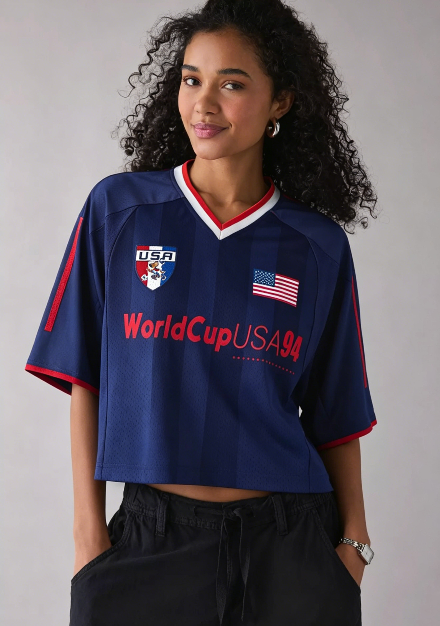 World Cup USA 94 Printed Cropped Mesh Jersey Shirt