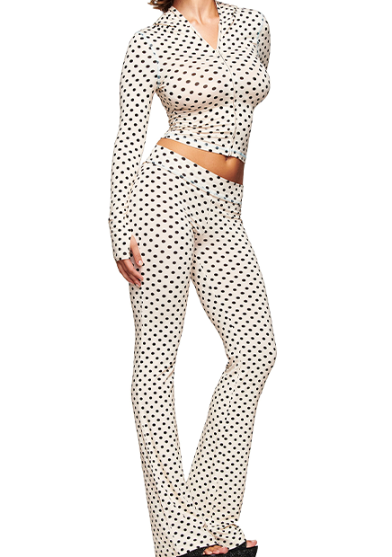 Baddie Style Polka dots Print Slim Fit 2 Piece Y2K Zip Up Tracksuit