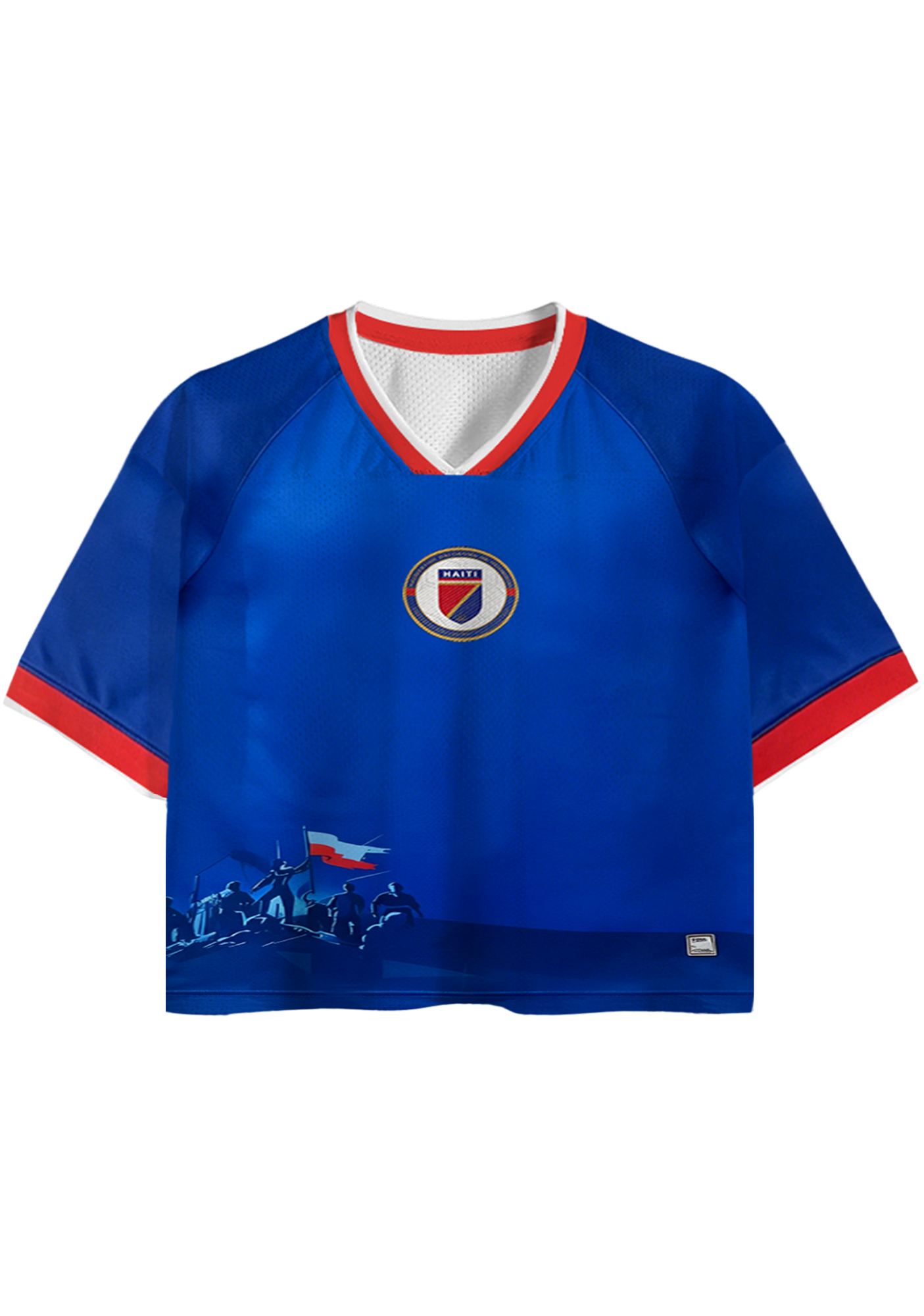  Haiti Historical Flag Graphic Cropped Mesh Jersey Shirt
