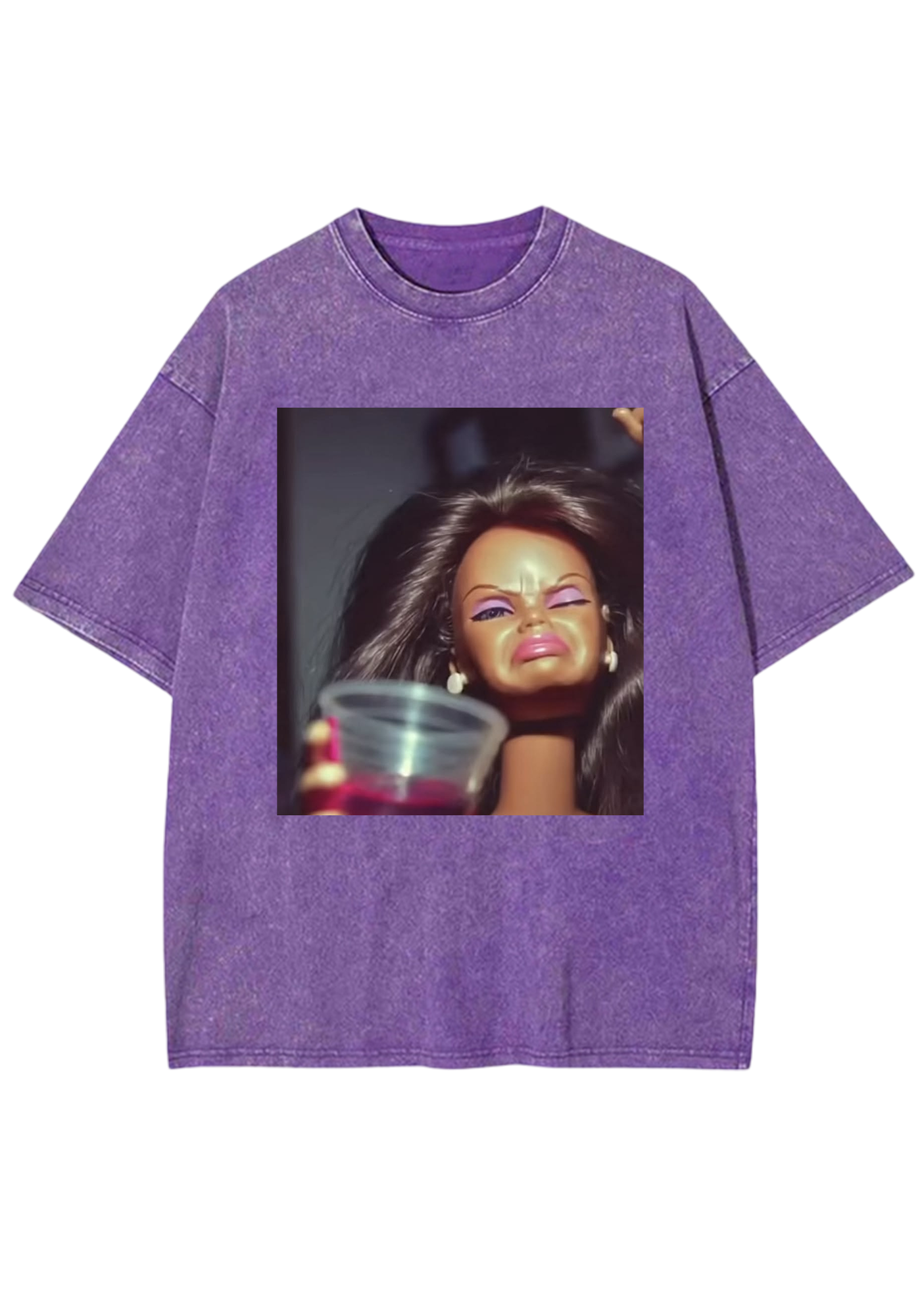 Party Barbie With Drink Meme Y2K Washed Tee