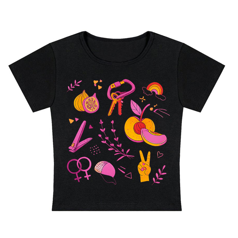 Lesbian Pride Queer Symbols Y2K Baby Tee