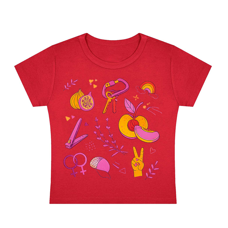 Lesbian Pride Queer Symbols Y2K Baby Tee