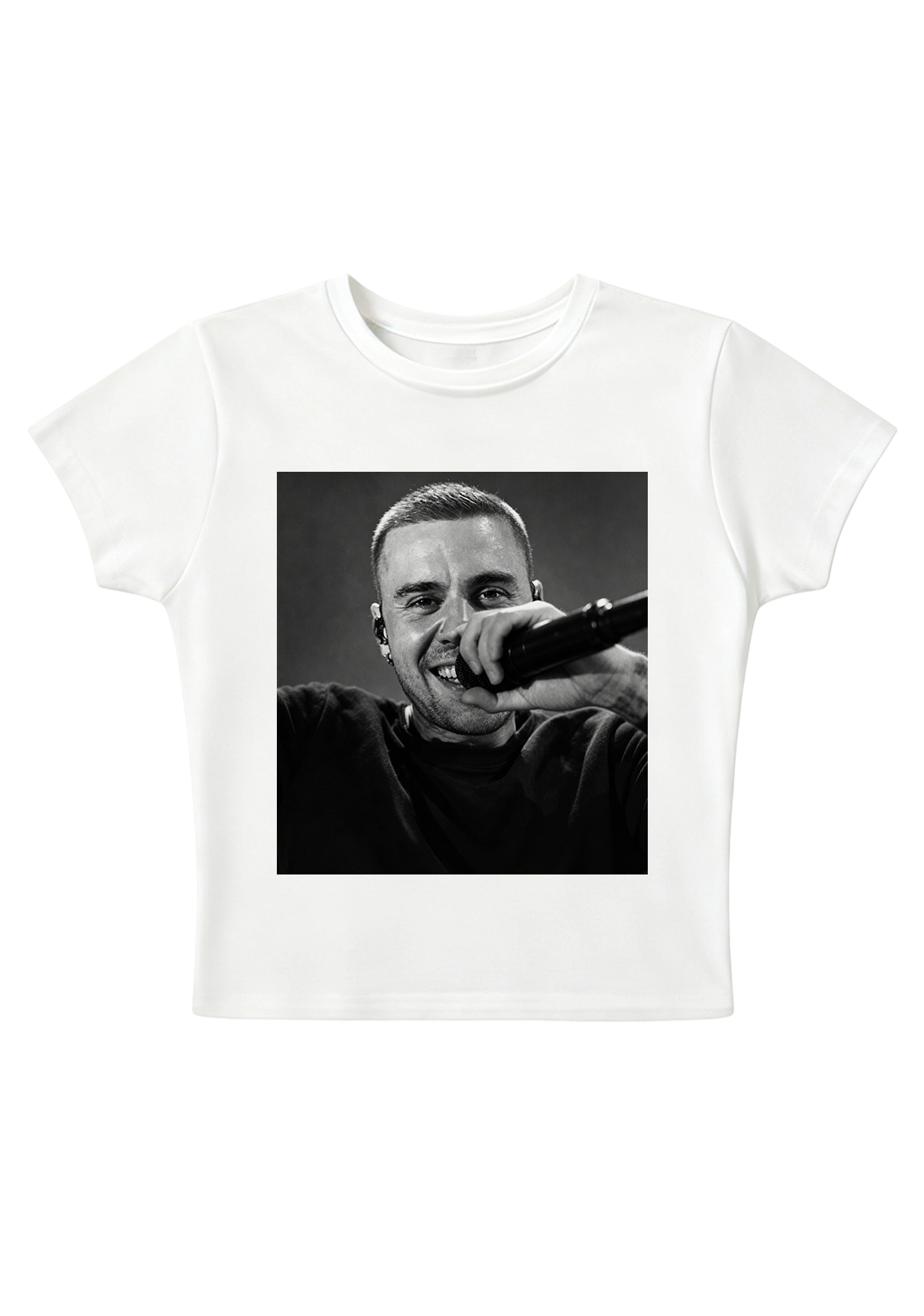 Retro Film Grain Justin Bieber Live Close-Up Y2K Baby Tee