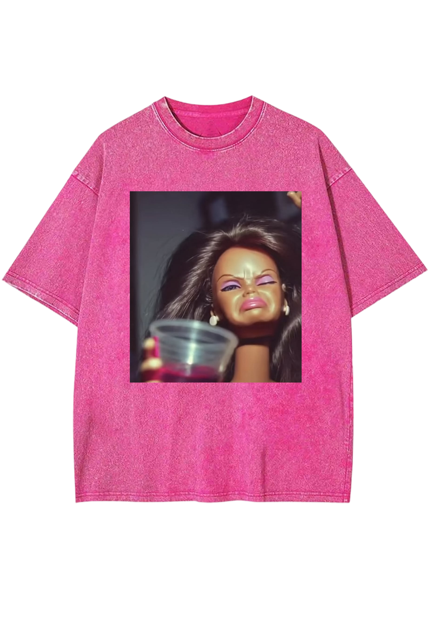 Party Barbie With Drink Meme Y2K Washed Tee
