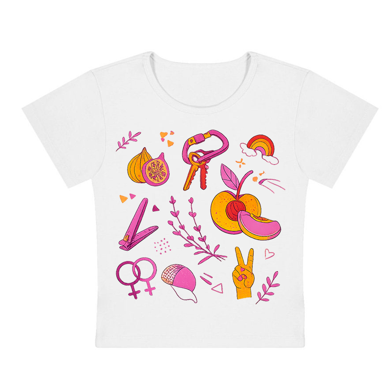Lesbian Pride Queer Symbols Y2K Baby Tee