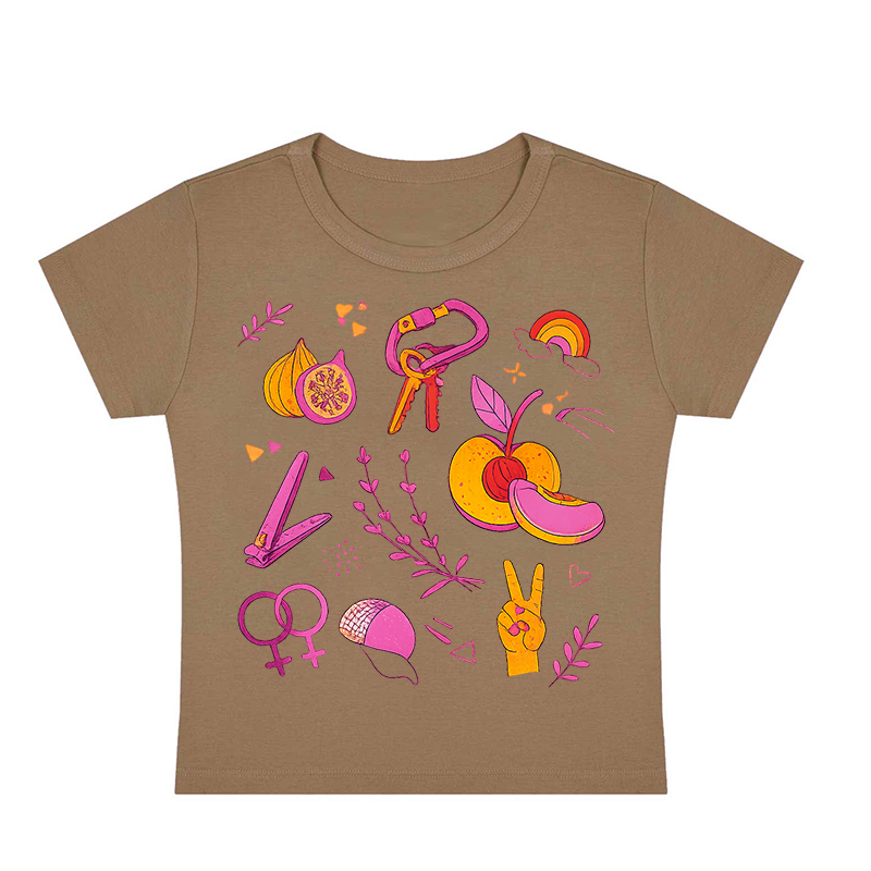 Lesbian Pride Queer Symbols Y2K Baby Tee