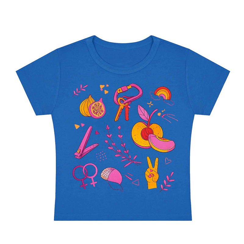 Lesbian Pride Queer Symbols Y2K Baby Tee