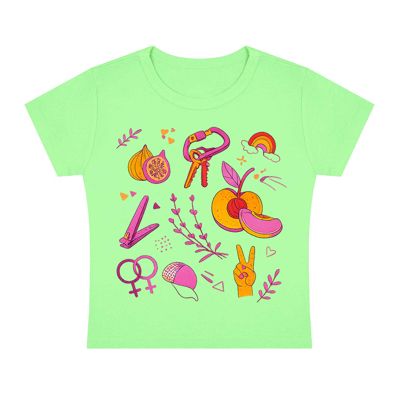 Lesbian Pride Queer Symbols Y2K Baby Tee