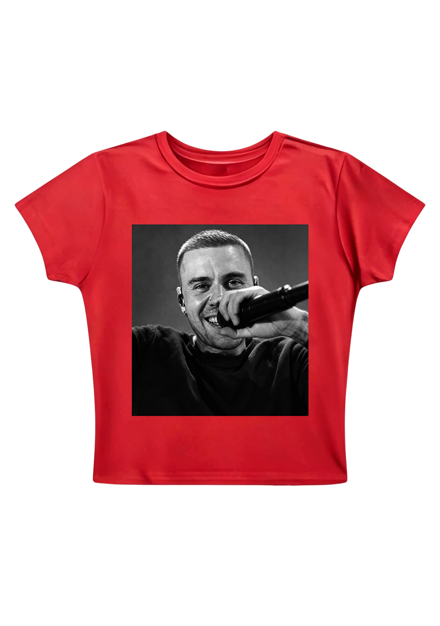 Retro Film Grain Justin Bieber Live Close-Up Y2K Baby Tee
