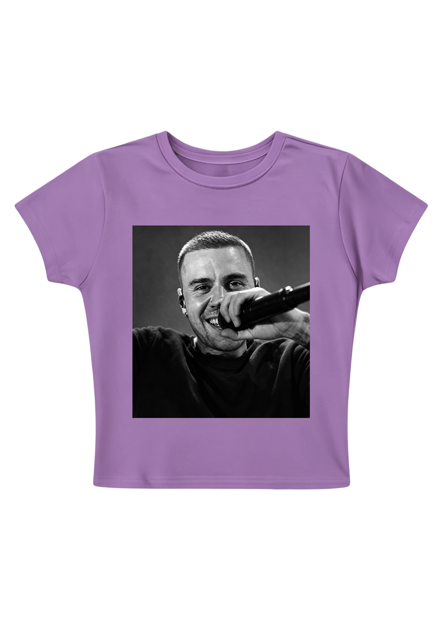 Retro Film Grain Justin Bieber Live Close-Up Y2K Baby Tee