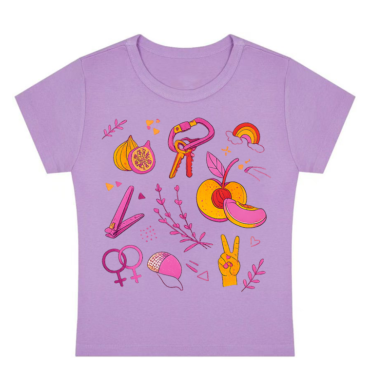 Lesbian Pride Queer Symbols Y2K Baby Tee