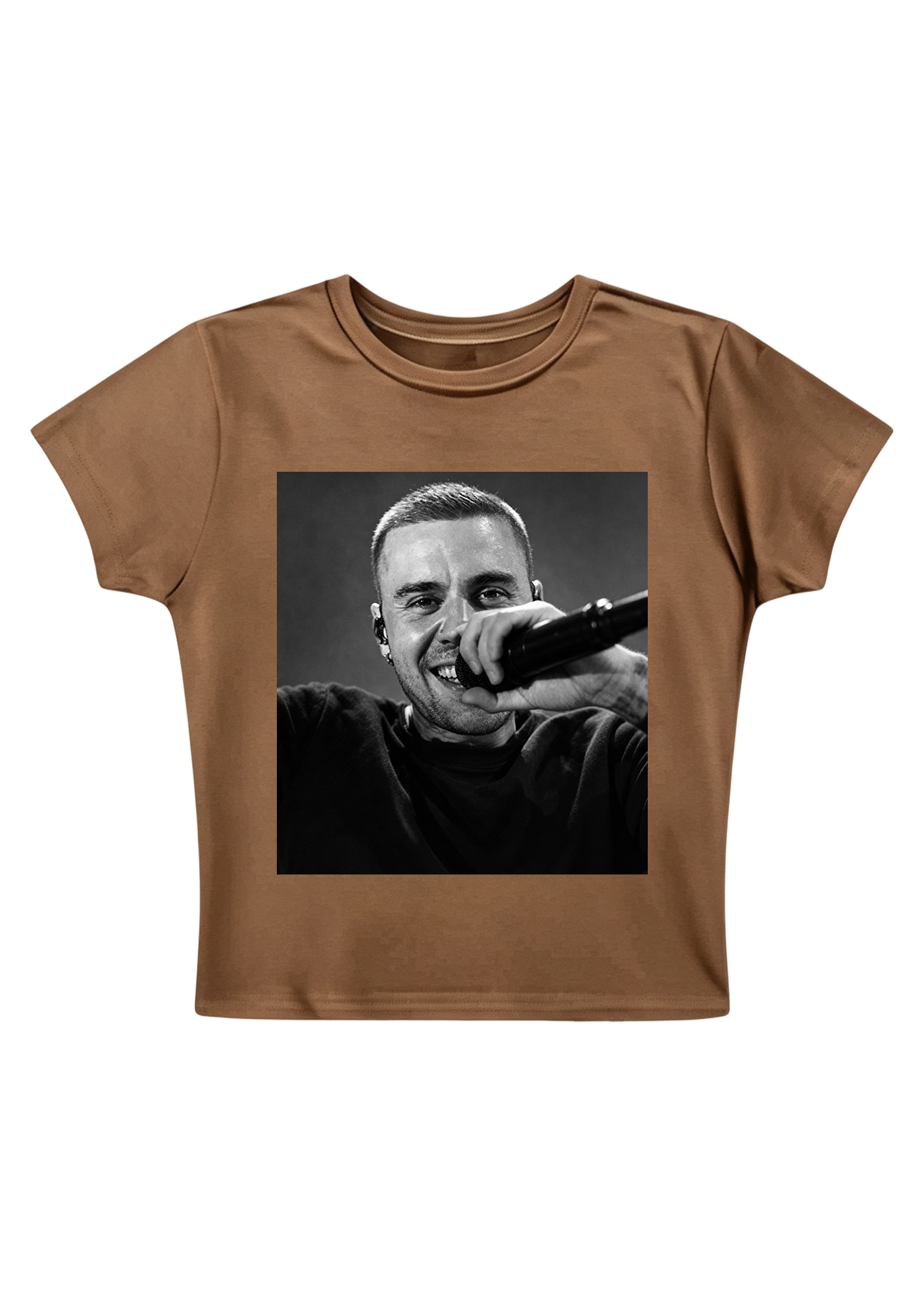 Retro Film Grain Justin Bieber Live Close-Up Y2K Baby Tee