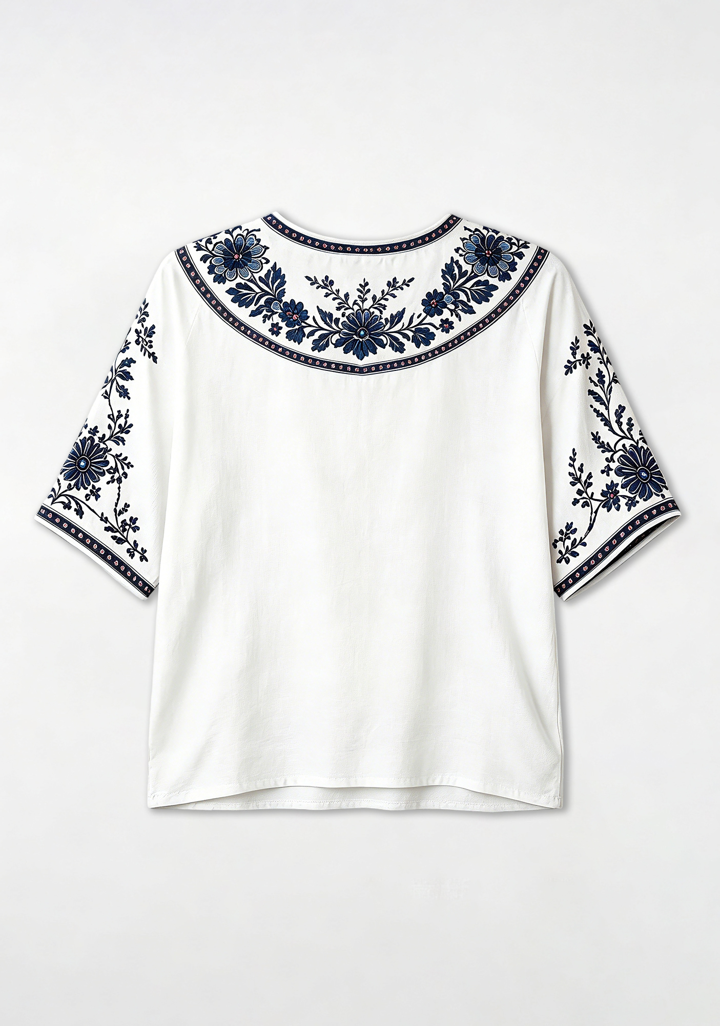 Boho Navy Floral Tennessee Titans V-Neck Blouse