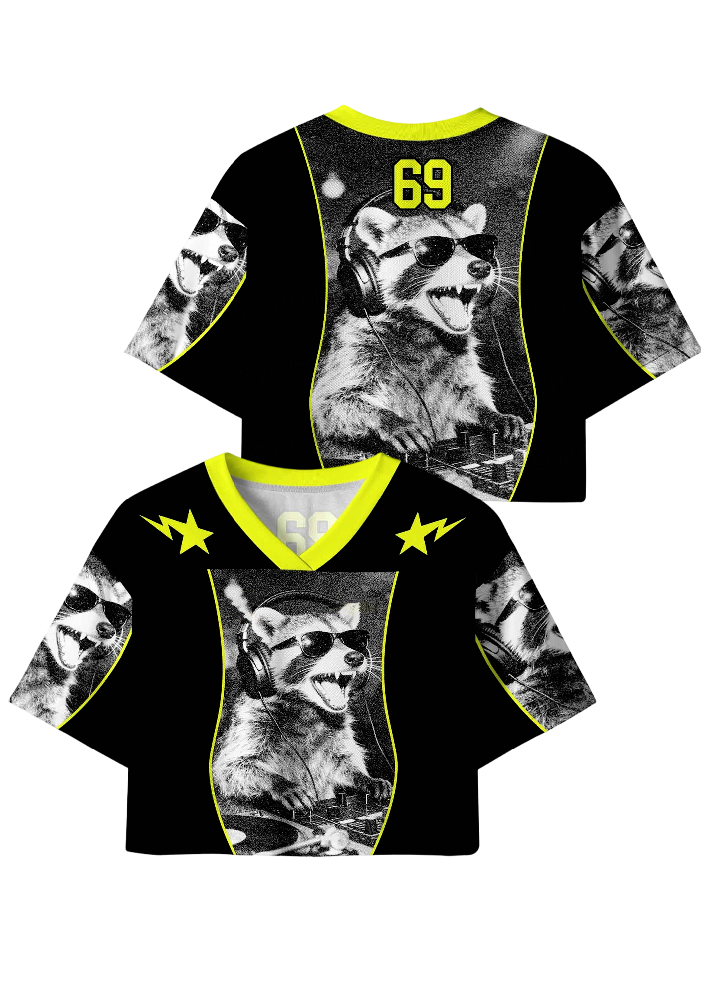 Music raccoon Y2K Crop Sport Jersey Shirts