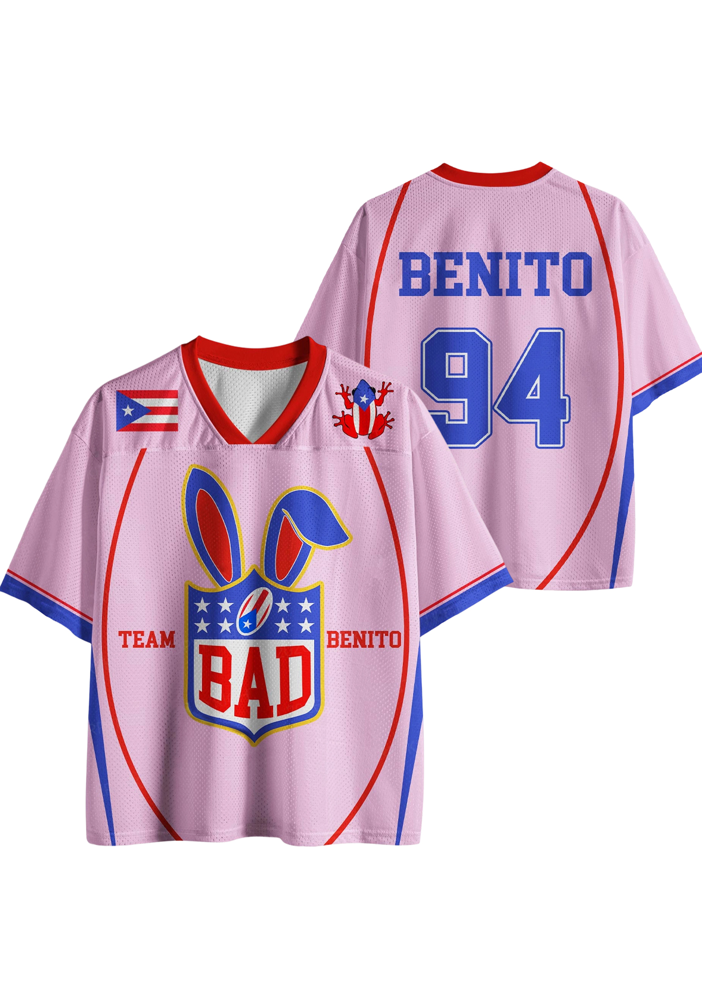 Pink Bad Bunny Y2K Crop Sport Jersey Shirts