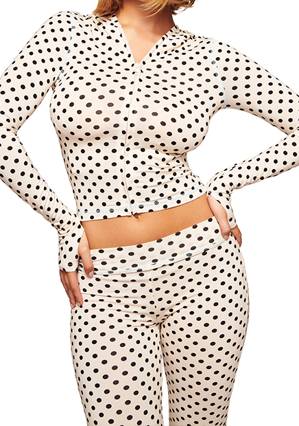 Baddie Style Polka dots Print Slim Fit 2 Piece Y2K Zip Up Tracksuit