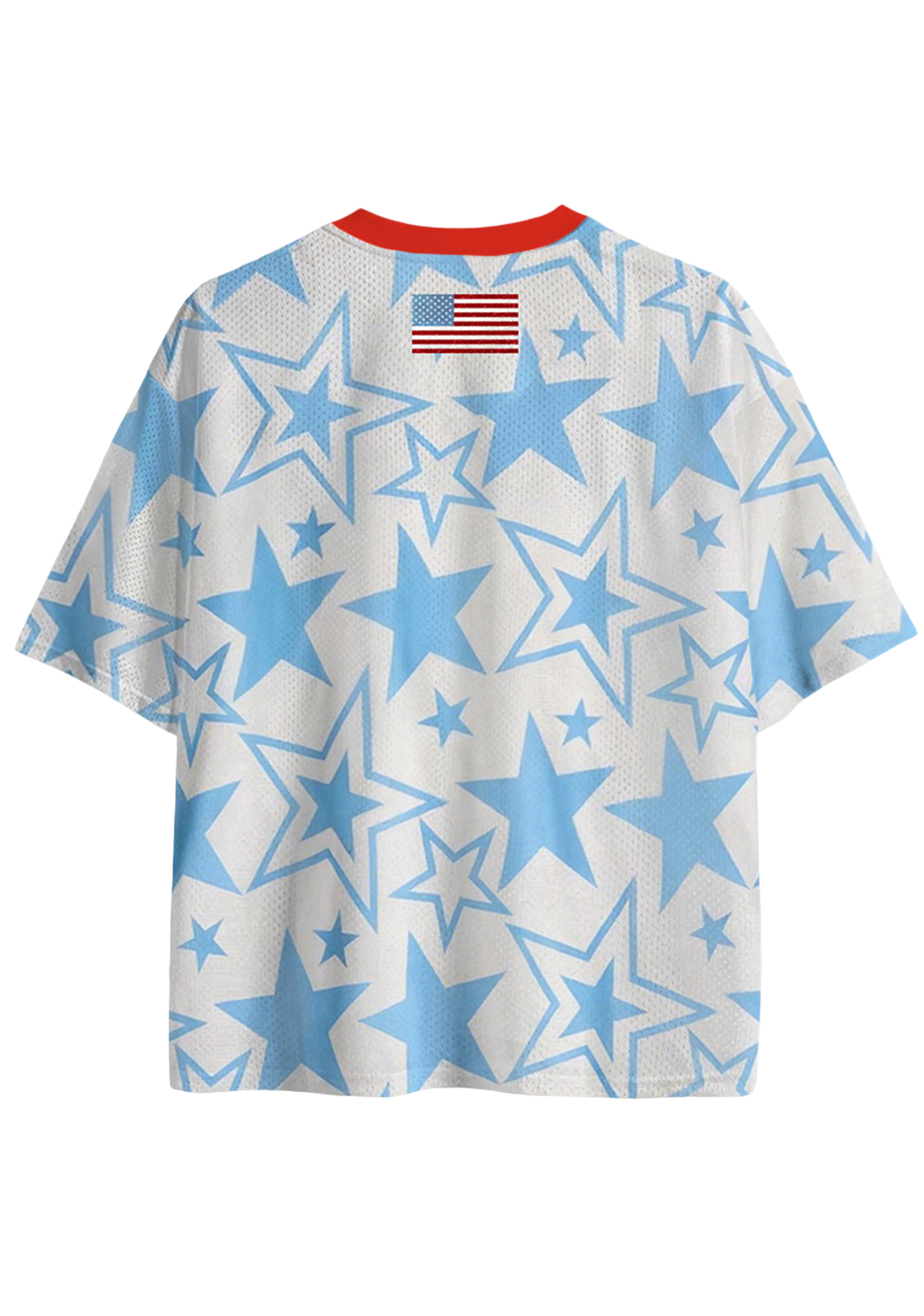 USA All Over Blue Star Print Mesh Jersey Shirts