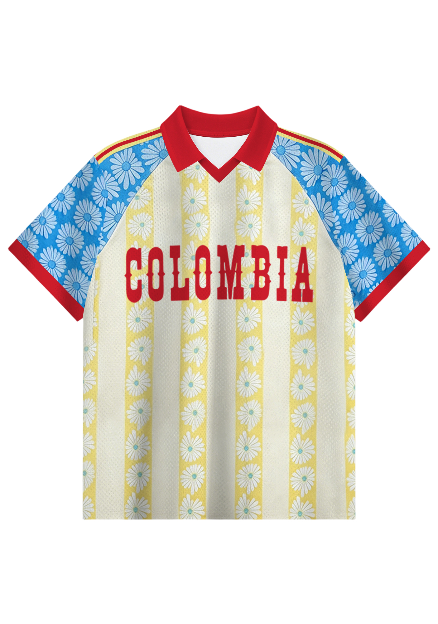 Colombia-Inspired Daisy Collared Soccer Jersey