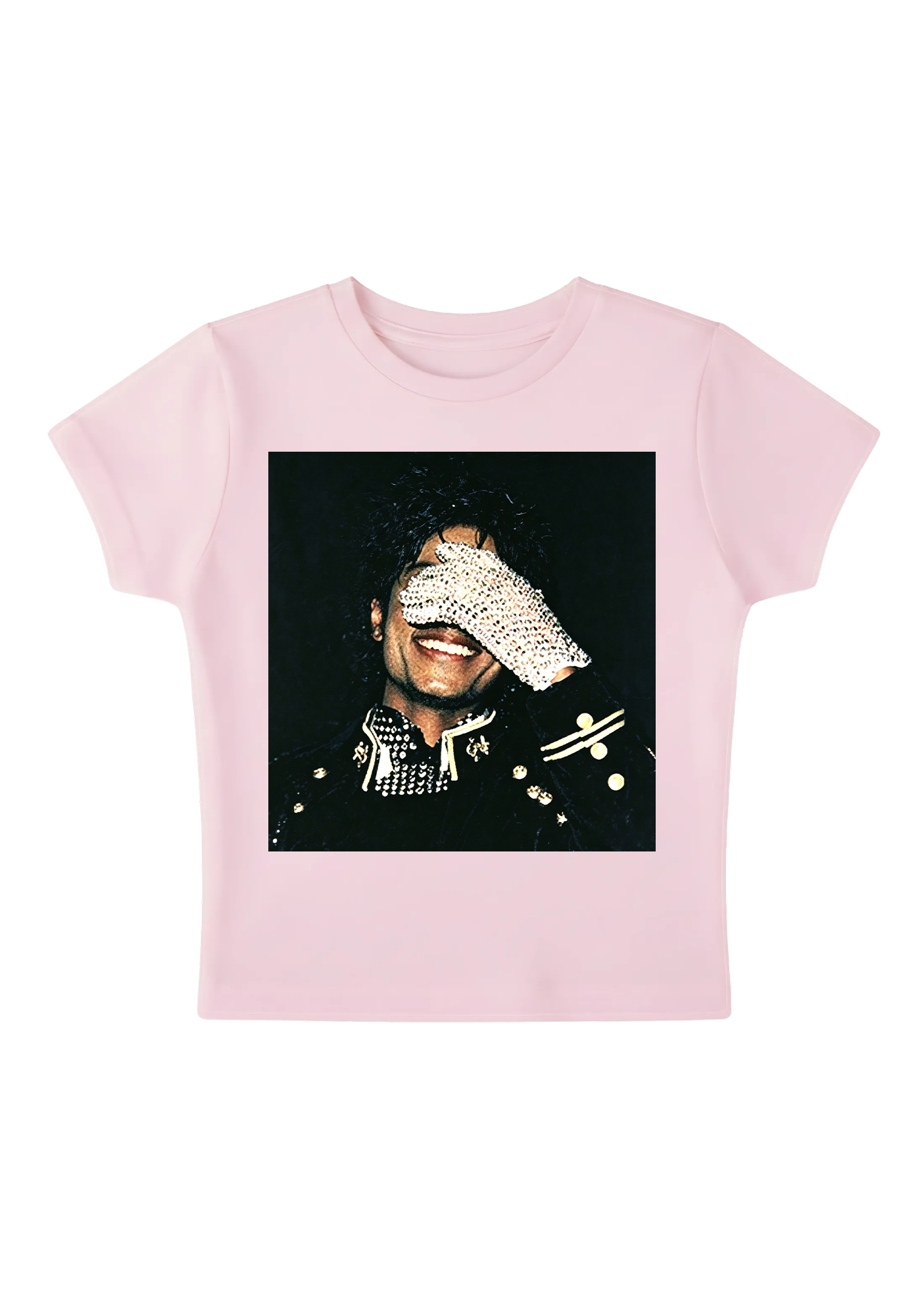 Michael Jackson Sparkly Glove Portrai Y2K Baby Tee
