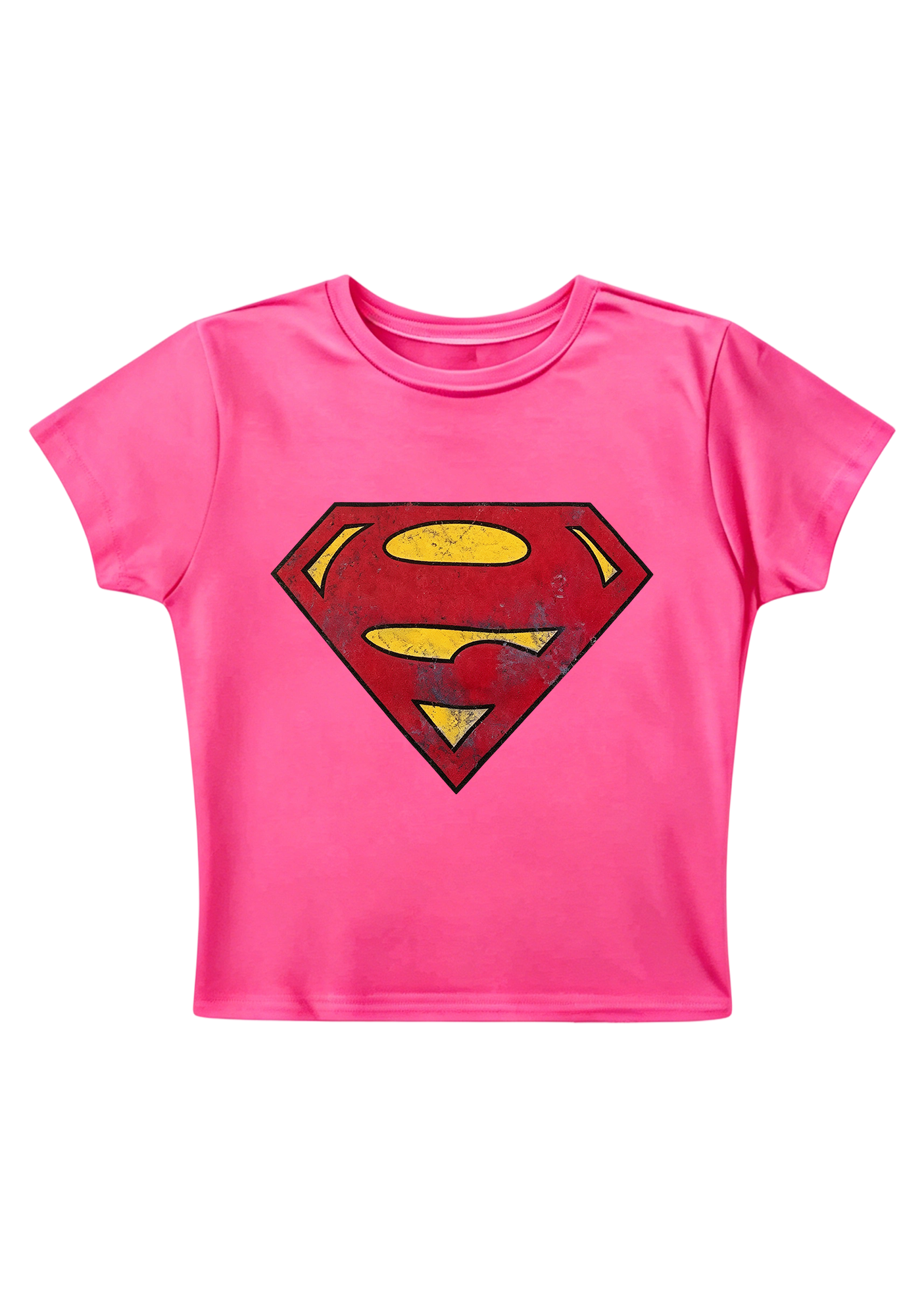Distressed Vintage Superman Y2K Baby Tee