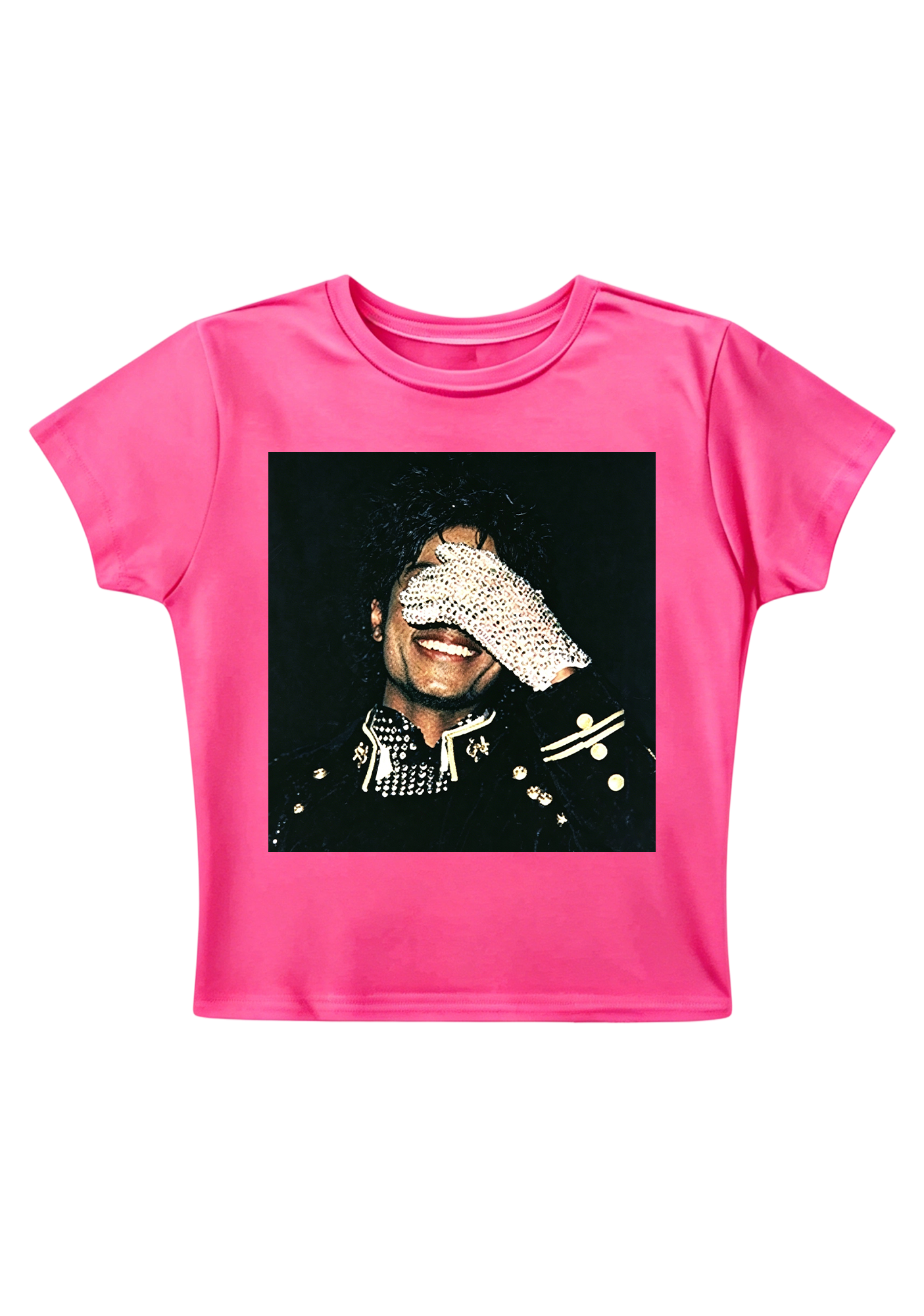 Michael Jackson Sparkly Glove Portrai Y2K Baby Tee