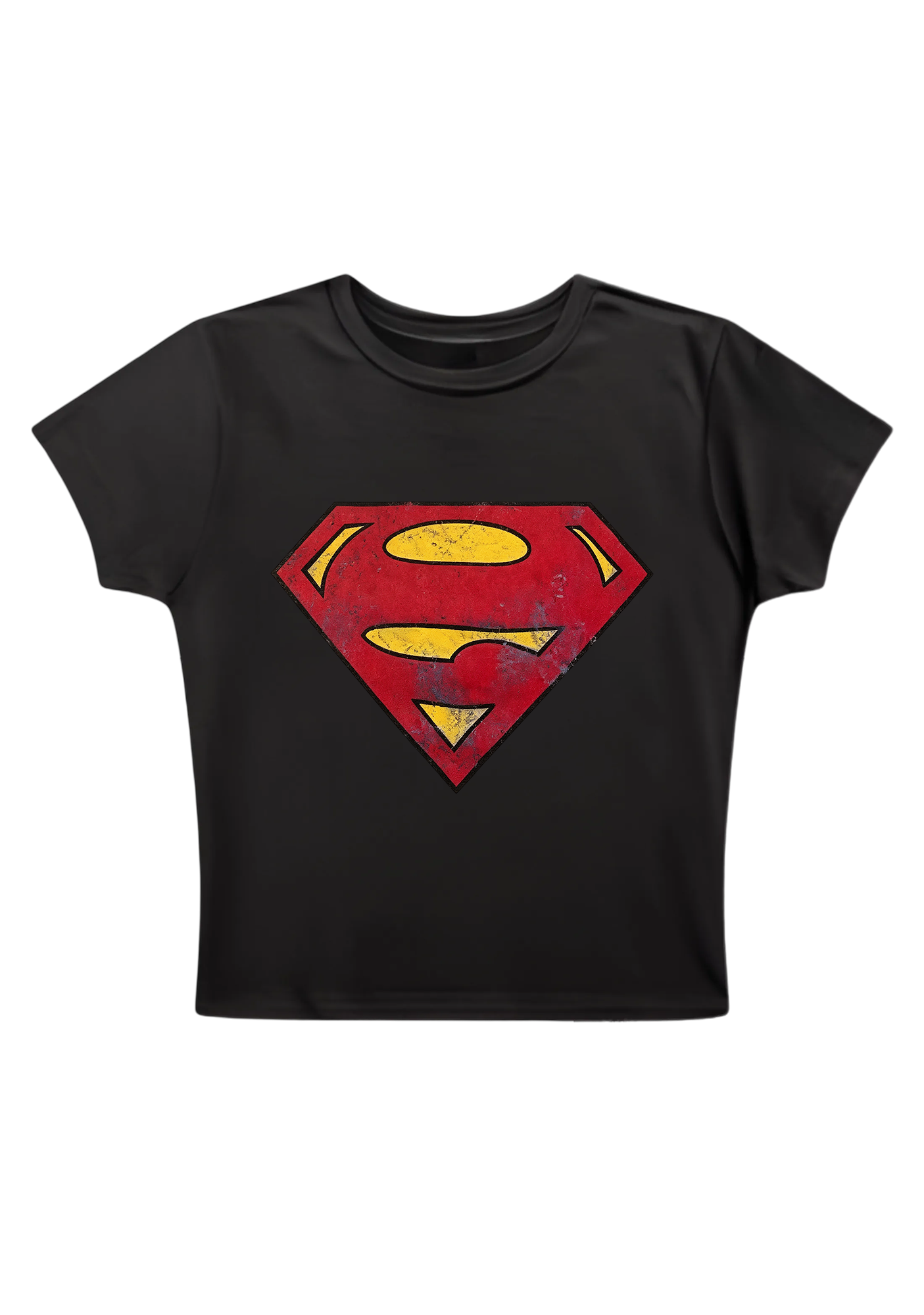 Distressed Vintage Superman Y2K Baby Tee
